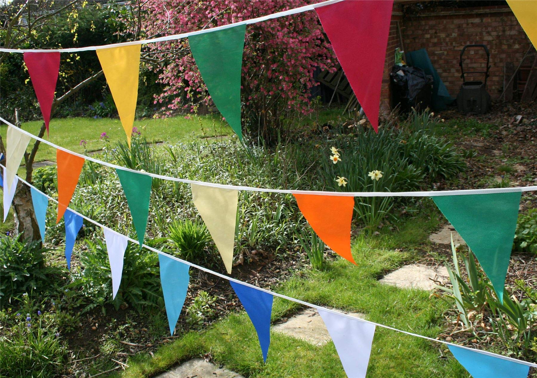 Bandiere Multicolore 40m Con 80 Bandierine Triangolari In PVC – Decorazione Per Feste Compleanno, Matrimoni, Eventi - 5