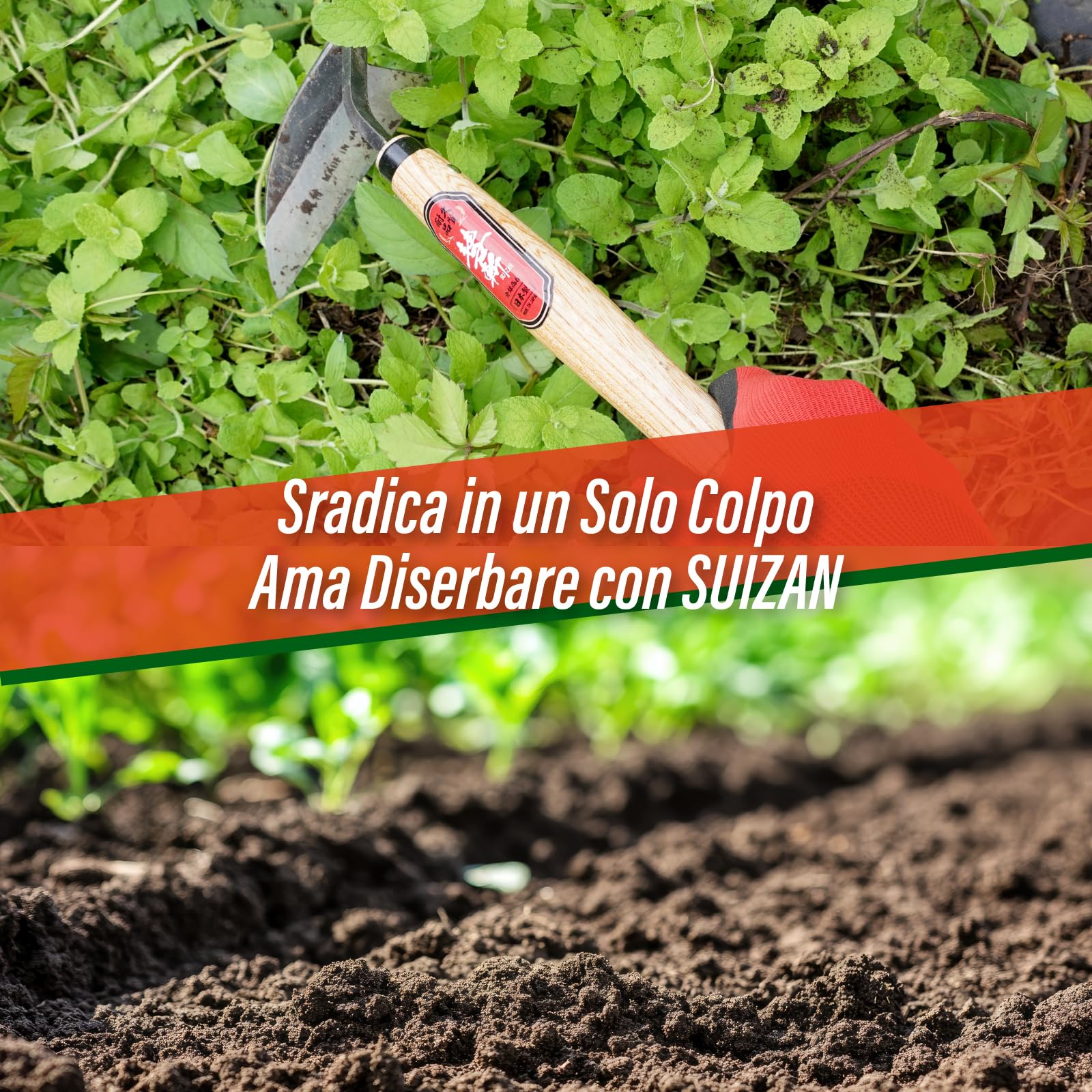 SUIZAN Falcetto diserbo Nejiri Kama 330mm - Sarchiello Zappetta Giapponese | Professionale Attrezzi giardinaggio erbacce orto sarchiatura terreno coltivazione Zappa Nejirikama estirpatore aiuole