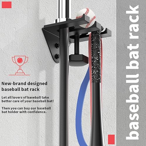B0BLVQVVL9_image_4 veimia Soporte para bates de béisbol soporte de pared para bates de béisbol capacidad para 4 bates en pared de madera o hormigón colgador de bate de