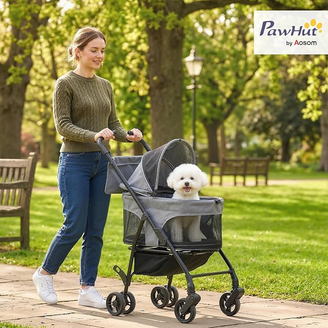 Foto 2 de 8 de PawHut Carrito mascotas plegable extraíble perros gatos mini Gris