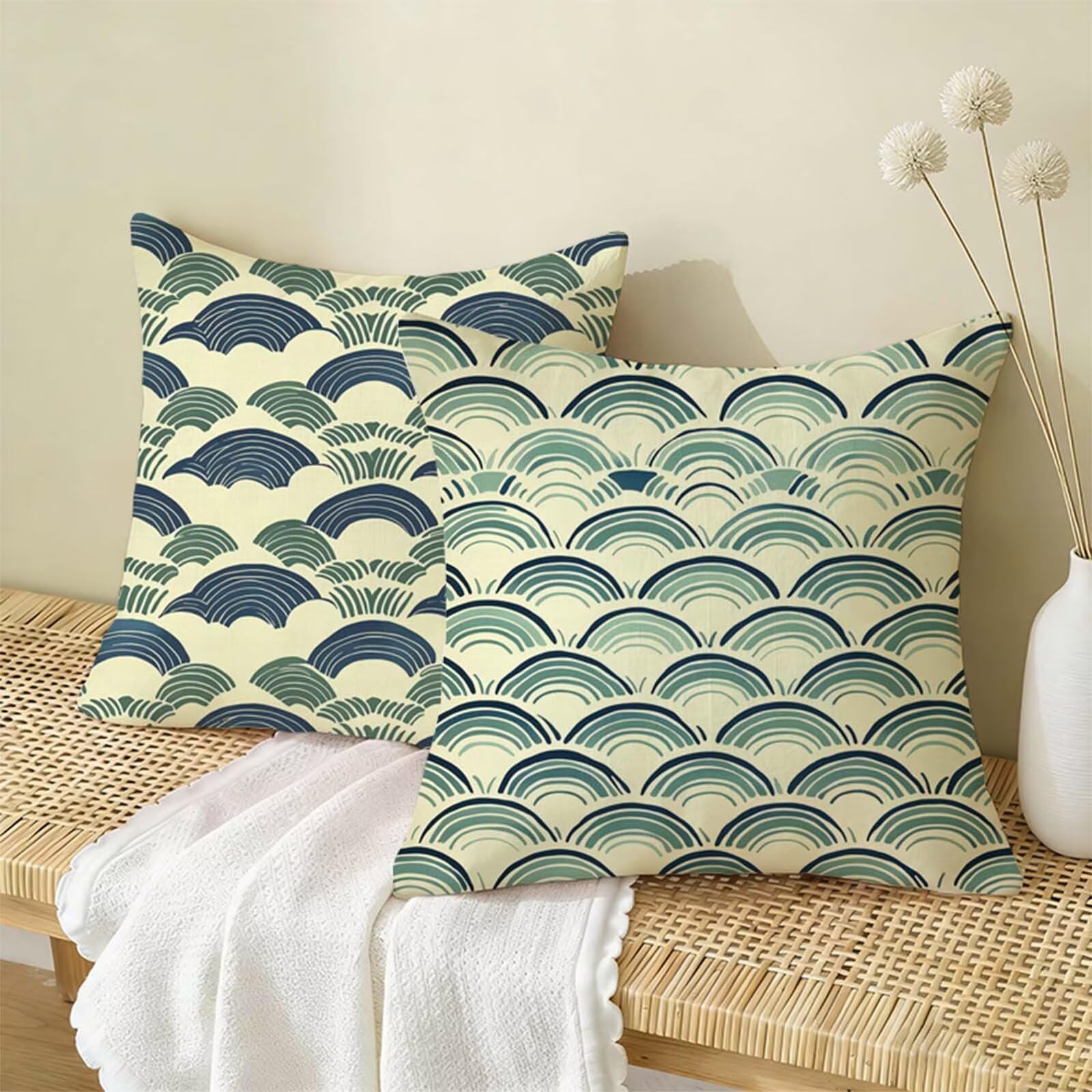 Beige Federe Cuscini Divano 80x80 Semplice Set di 2,Copricuscino Impermeabile Federe Lino Cerniera Invisibile Stampa Fronte-Retro,Comfort Traspiranti Copricuscini per Primavera Home Decoration X-60