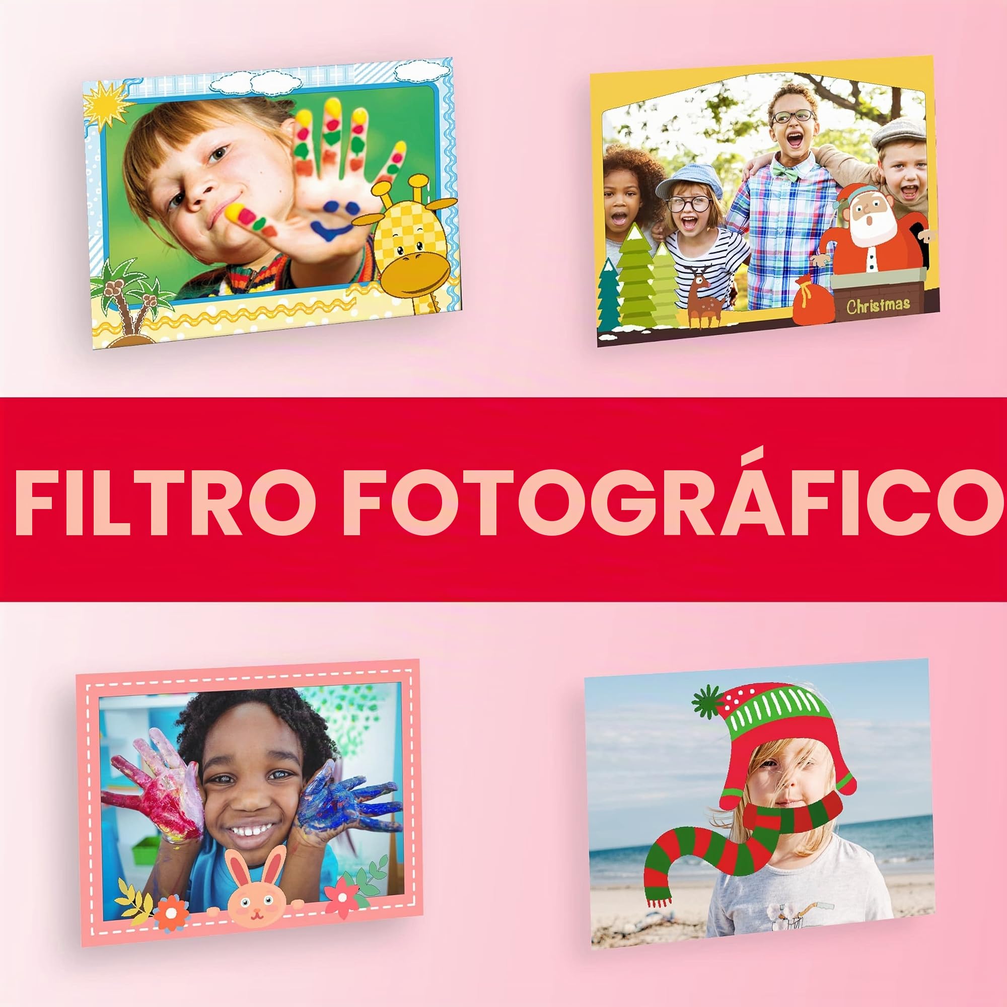 AGFA Photo Pack Realikids Instant CAM + 3 Rollos de Papel térmico ATP3WH adicionales, cámara instantánea Infantil, Pantalla LCD de 2,4 Pulgadas, batería de Litio, Espejo Selfie y Filtro de Fotos Rosa