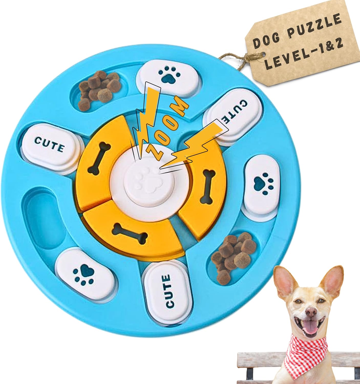 Interactive Dog Puzzle Toy With Sound, Treat Dispensing Enrichment for Small, Medium, Large Dogs, Pet IQ Training and Brain Stimulation, Puzzle Feeder as Gifts for Puppies