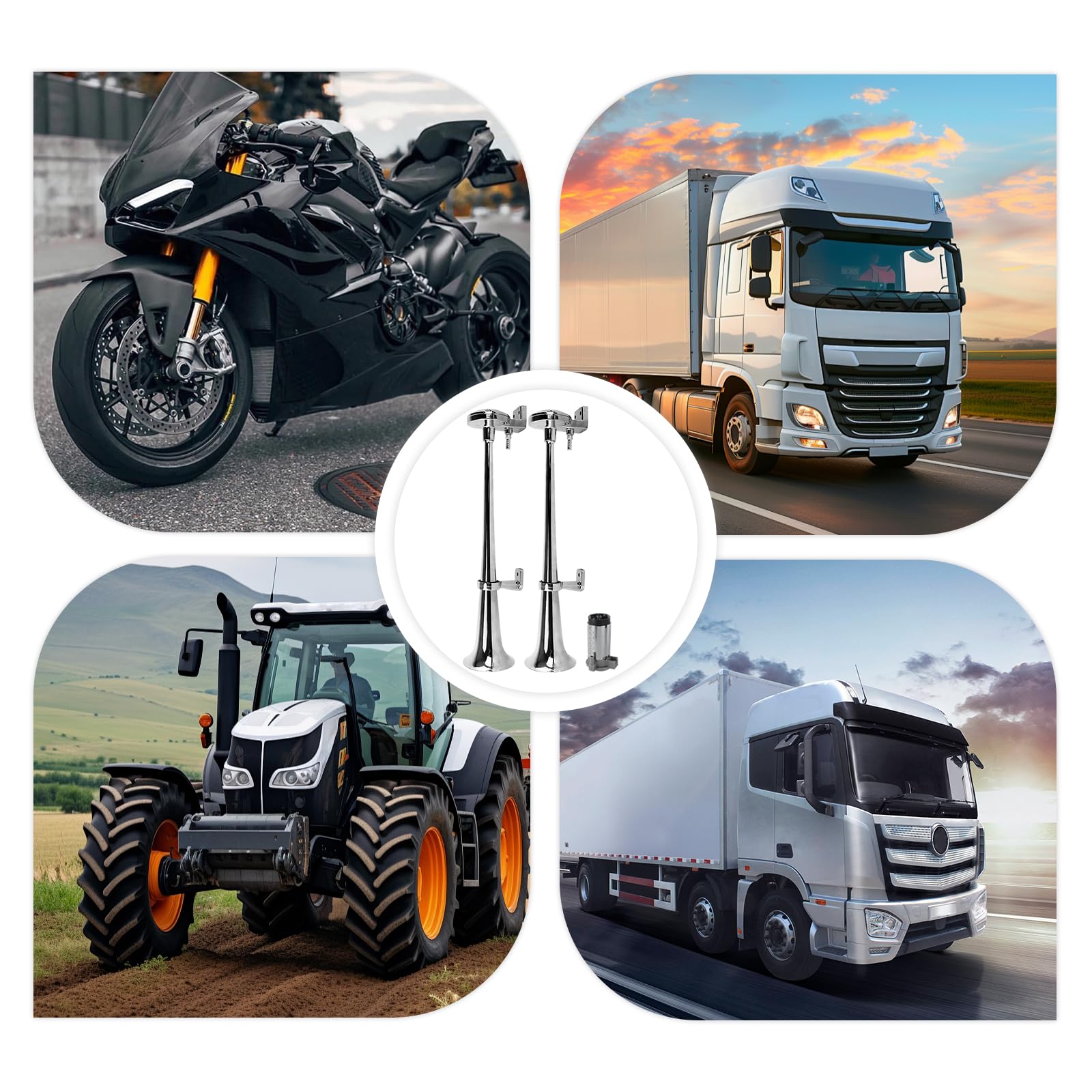 150 Db Traktor-Trompete,2p Lkw Hupe 12v,450 Mm Durchmesser | Geeignet FüR Eine Vielzahl Von Modellen FüR Auto, Lkw, Traktor, Motorrad Und Boot Usw