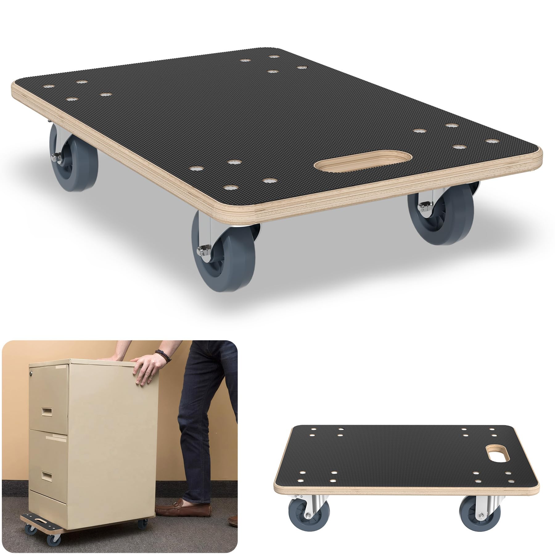 Wózek transportowy, 2 sztuki, do mebli, z regulowanymi kółkami, transporter 600 x 400 x 145 mm, pomoc transportowa do przeprowadzki, transportu mebli, maks. nośność 200 kg
