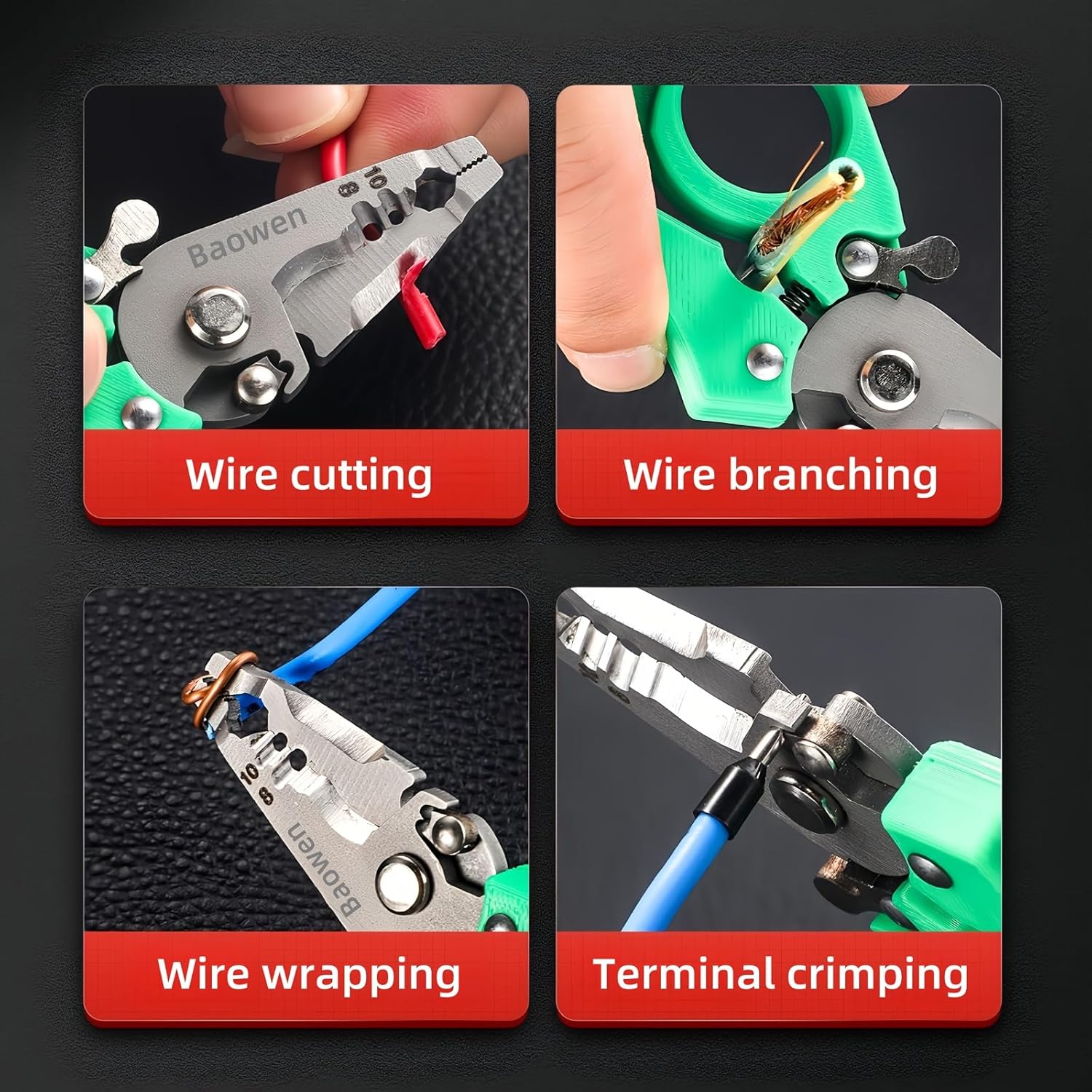 1pc Multifunctional Lightweight Wire Stripper, 3.5-Inch Mini Wire Stripper with Functions for Stripping, Twisting (green)