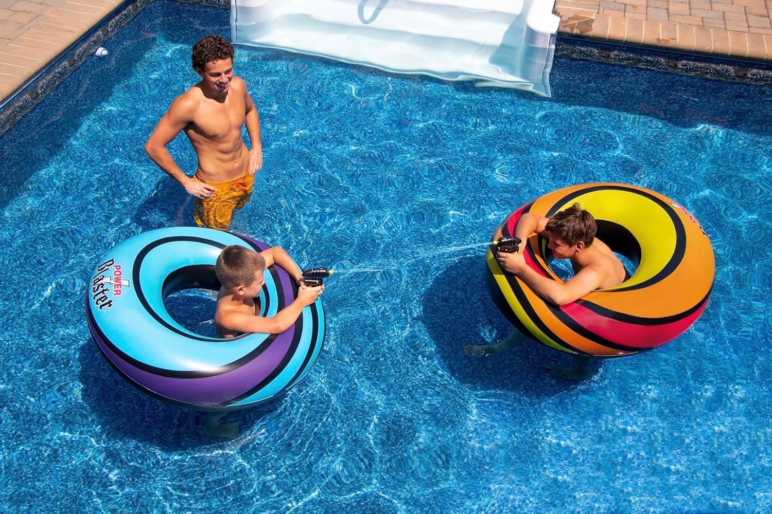 Swim Central Set of 2 Blue and Orange Inflatable Power Blaster Inner Tubes, 40-Inch
