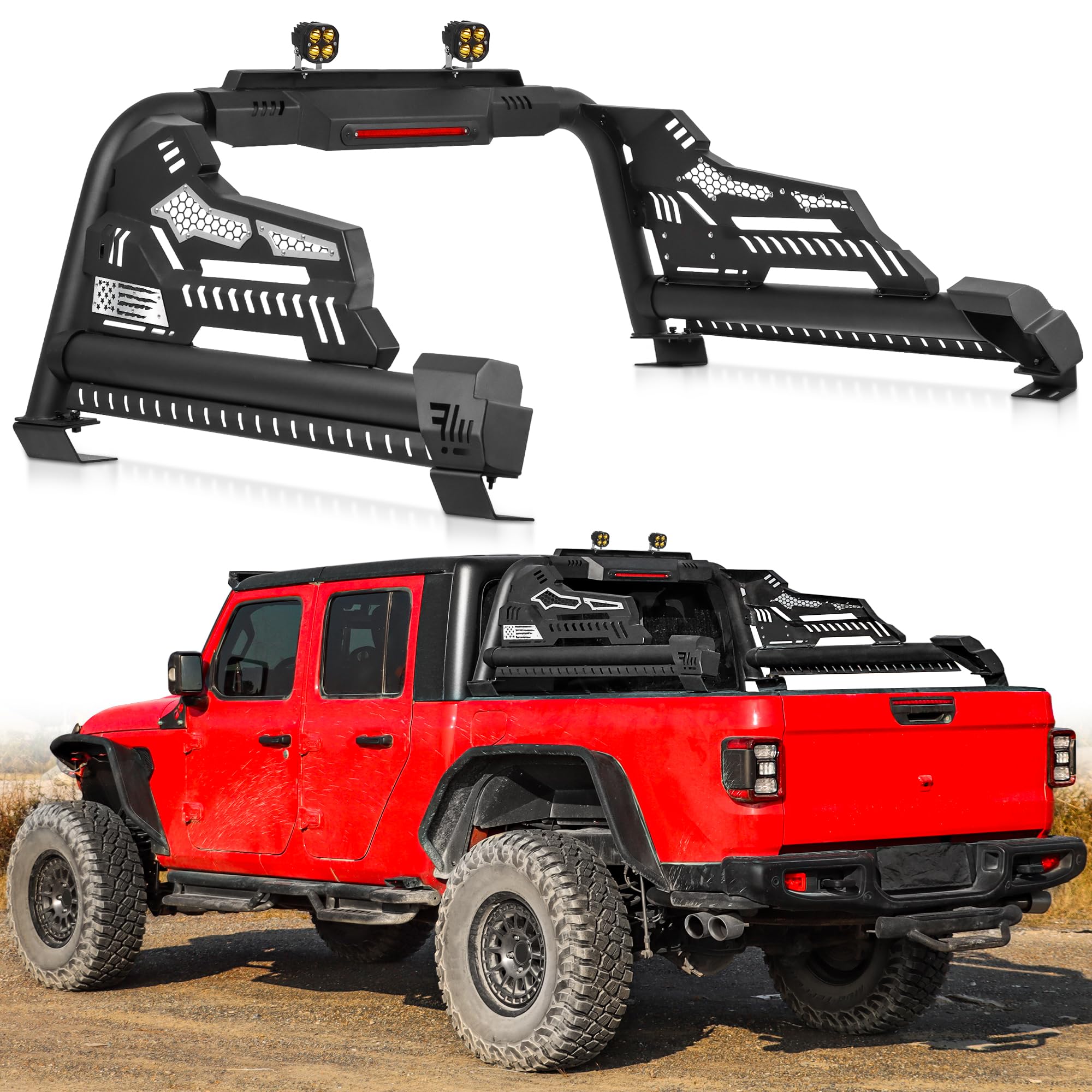 MONOKING Roll Bar for Mid-Size Truck with Brake Light for Off Road