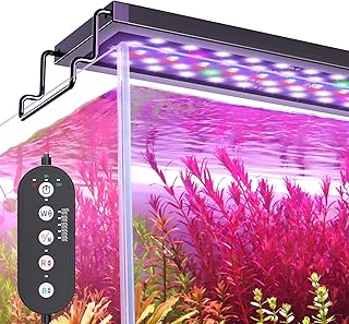 Luz LED de acuario para tanque de agua dulce de 12 a 18 pulgadas, luz de acuario de espectro completo para crecimiento de plantas, temporizador de 6H/8H/12H, WRB 3 canales personalizables, 10