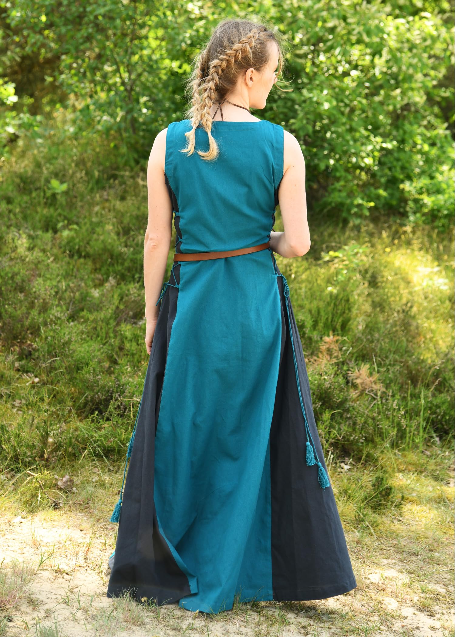Battle-Merchant – Vestido medieval sin mangas Jarle – Vestido vikingo para mujer – Disfraz medieval LARP, fantasía