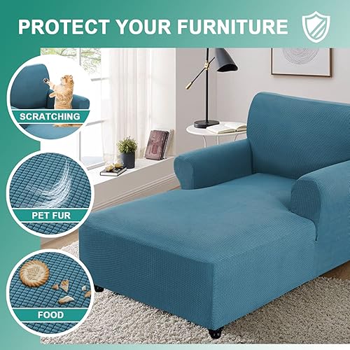 Miniatura 4 de OKYUK Funda para tumbona, fundas elásticas para tumbona, funda de sofá con doble brazo, tela jacquard, lavable a máquina, protector de muebles suave