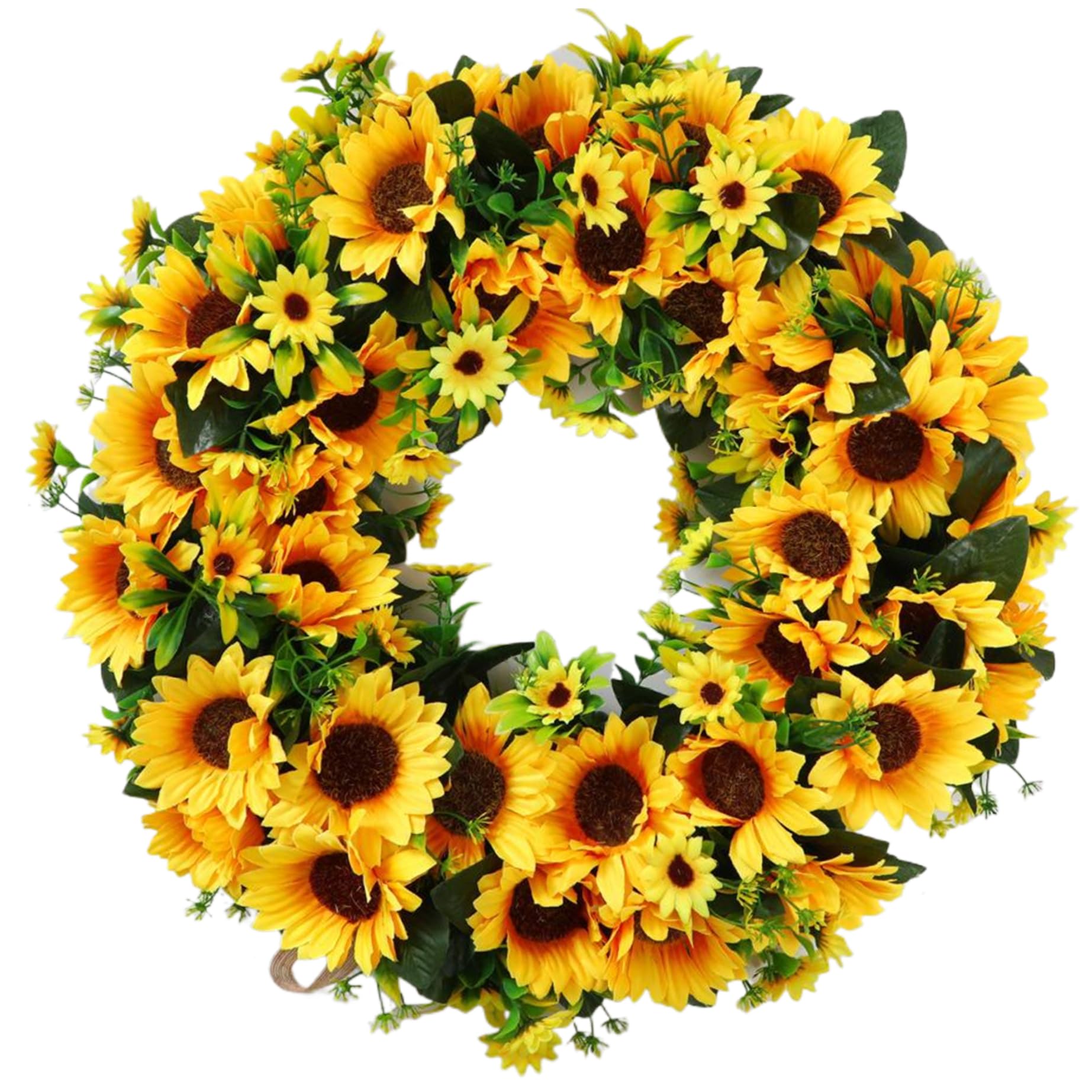 Couronne de tournesol réaliste haut de gamme de 50 cm pour décoration murale