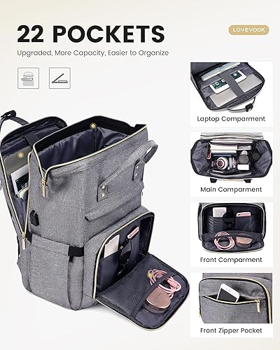 Miniatura 3 de LOVEVOOK - Mochila para laptop de 17.3 pulgadas, resistente al agua, con compartimento para laptop y cargador, mochila grande para viaje y trabajo,