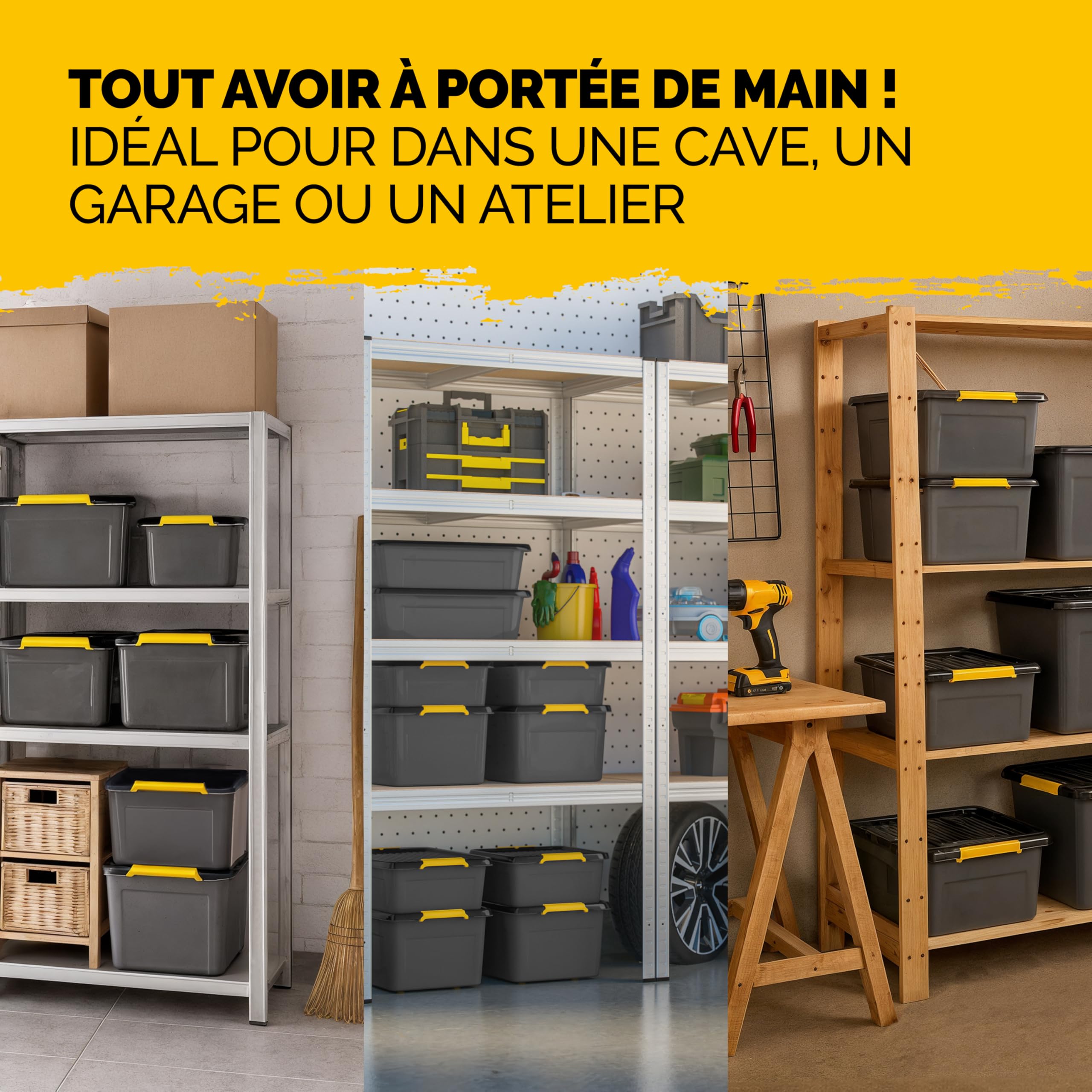 Monzana® 2x Caisse de rangement 40 L robuste avec couvercle hermétique et roulettes empilable sans BPA gain de place caisse de rangement organisateur