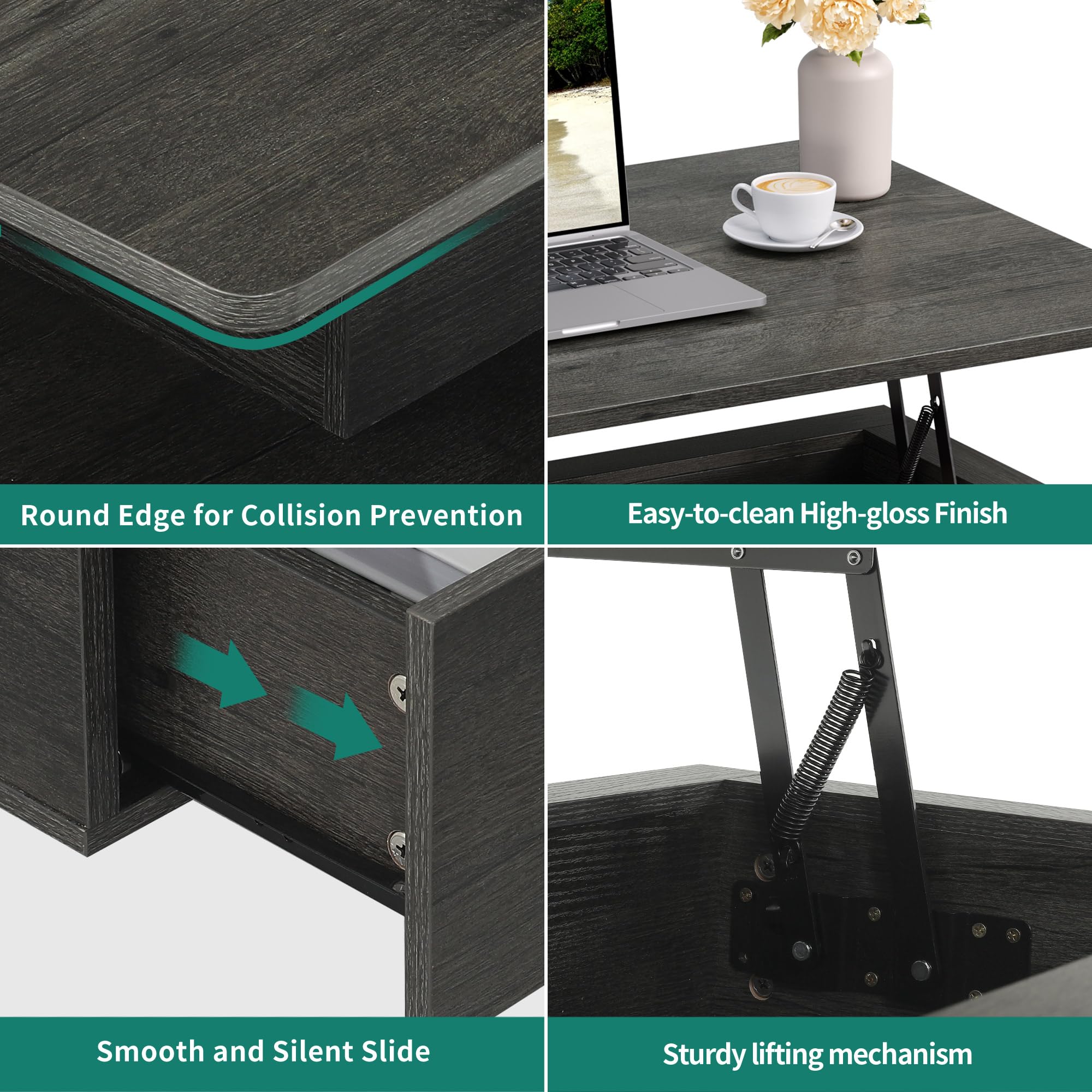 Snapklik.com : YITAHOME Lift Top LED Coffee Tables For Living Room ...