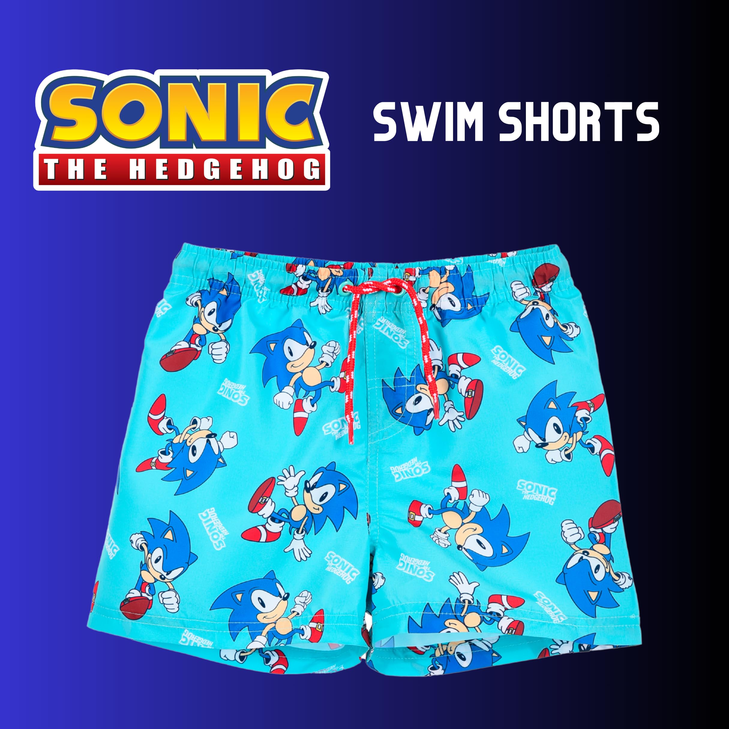 Sonic The Hedgehog Bermudas para Niño, Shorts de Baño Verano Bañador de Natación Infantil, Tallas 4 a 10 Años