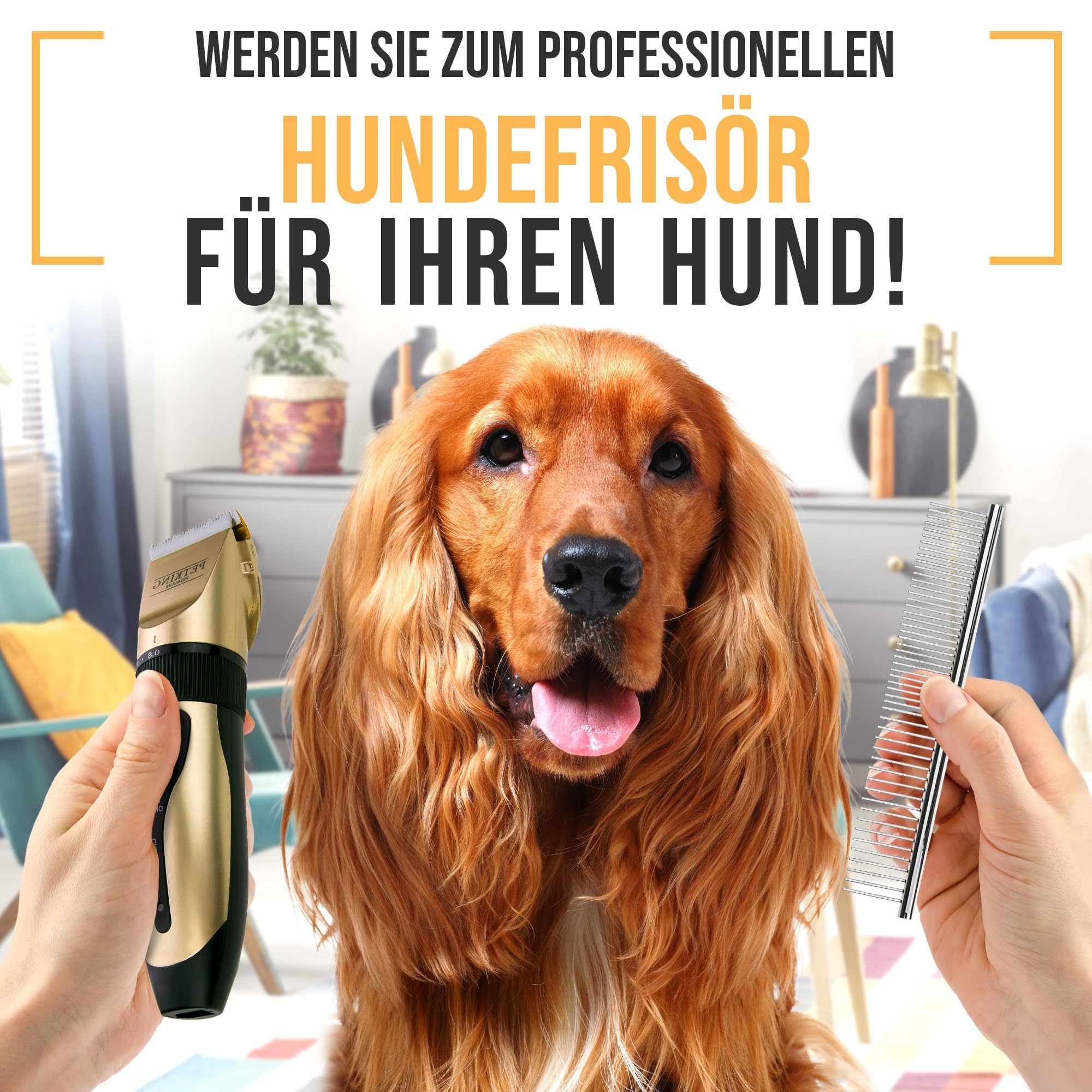 PetKing Premium Hundeschermaschine Profi – Leise Kabellose Tierhaarschneidemaschine mit Titanklinge für Hunde & Katzen, Langhaar, dickes & verfilztes Fell, Hund Katze Schermaschine Set