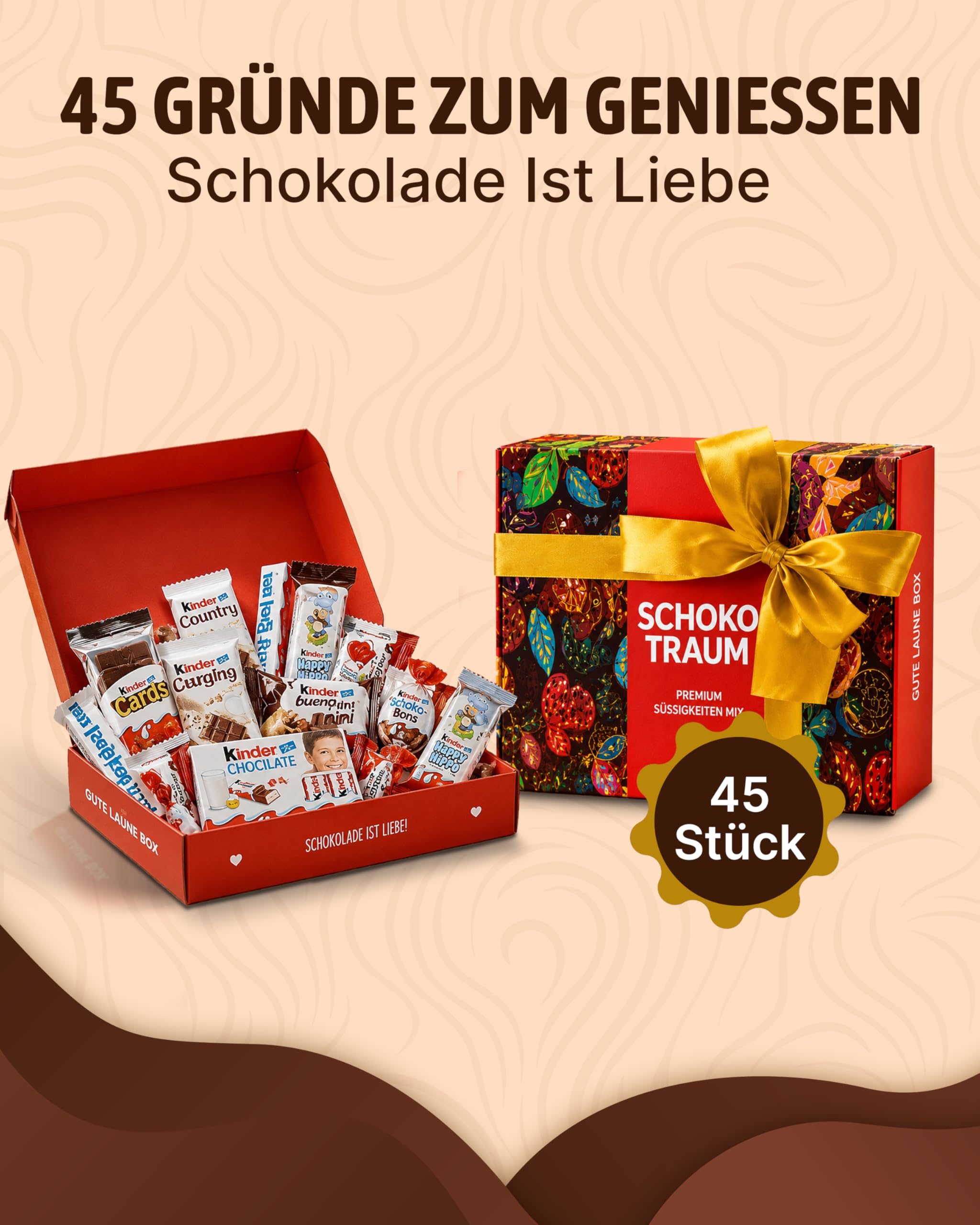 Süßigkeiten Box mit Kinderschokolade - "Schokotraum" von Candy Circle, Wunderschöne Süssigkeiten Box mit Bueno, Kinder Schokolade und Kinder Country, als Geschenk oder Naschbox
