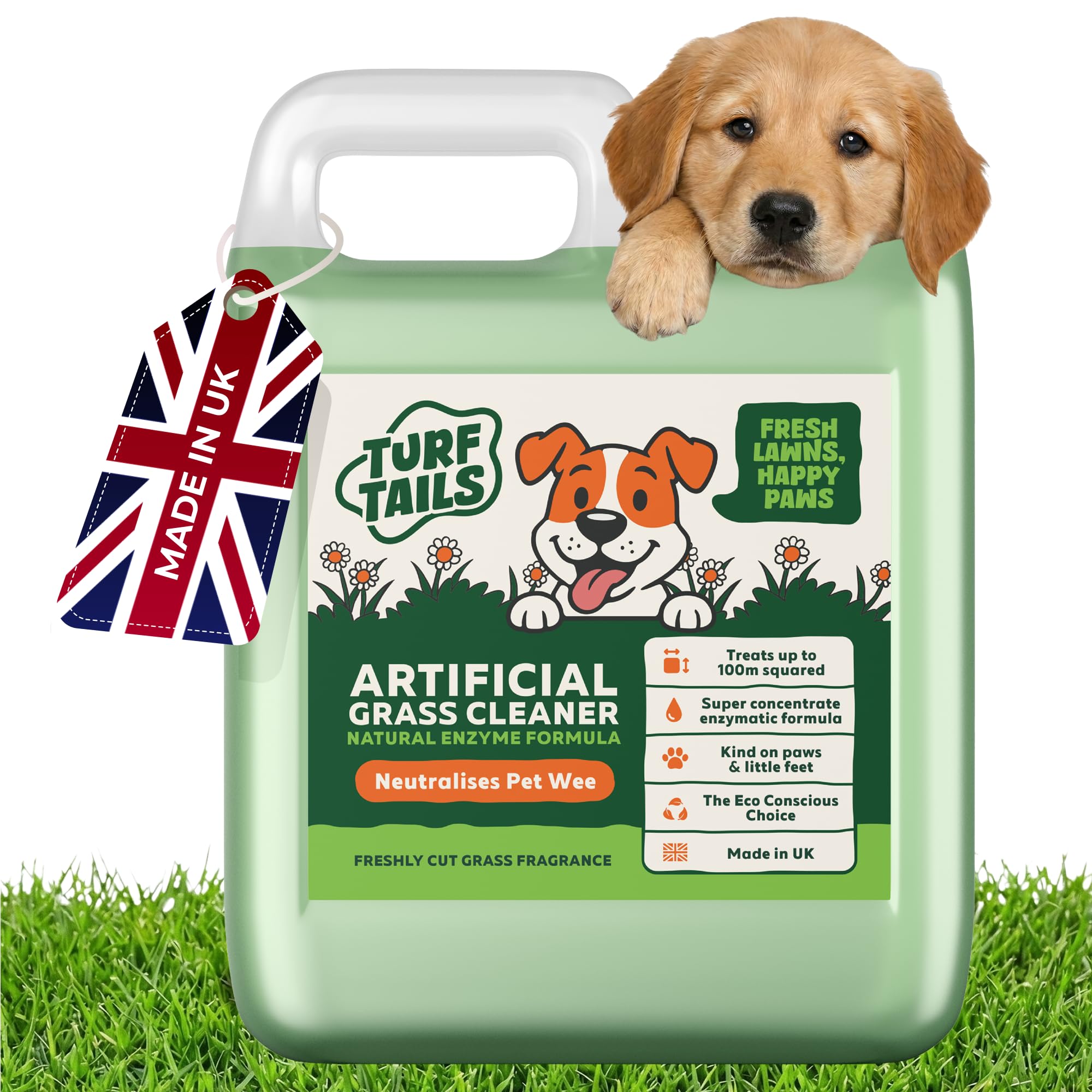 Turf Tails Natural Enzyme Based Artificial Grass Cleaner for Dogs - 1L Concentrated Pet Urine Neutraliser & Odour Eliminator | Pet Stain and Odour Remover | Covers 100m² - Made in UK