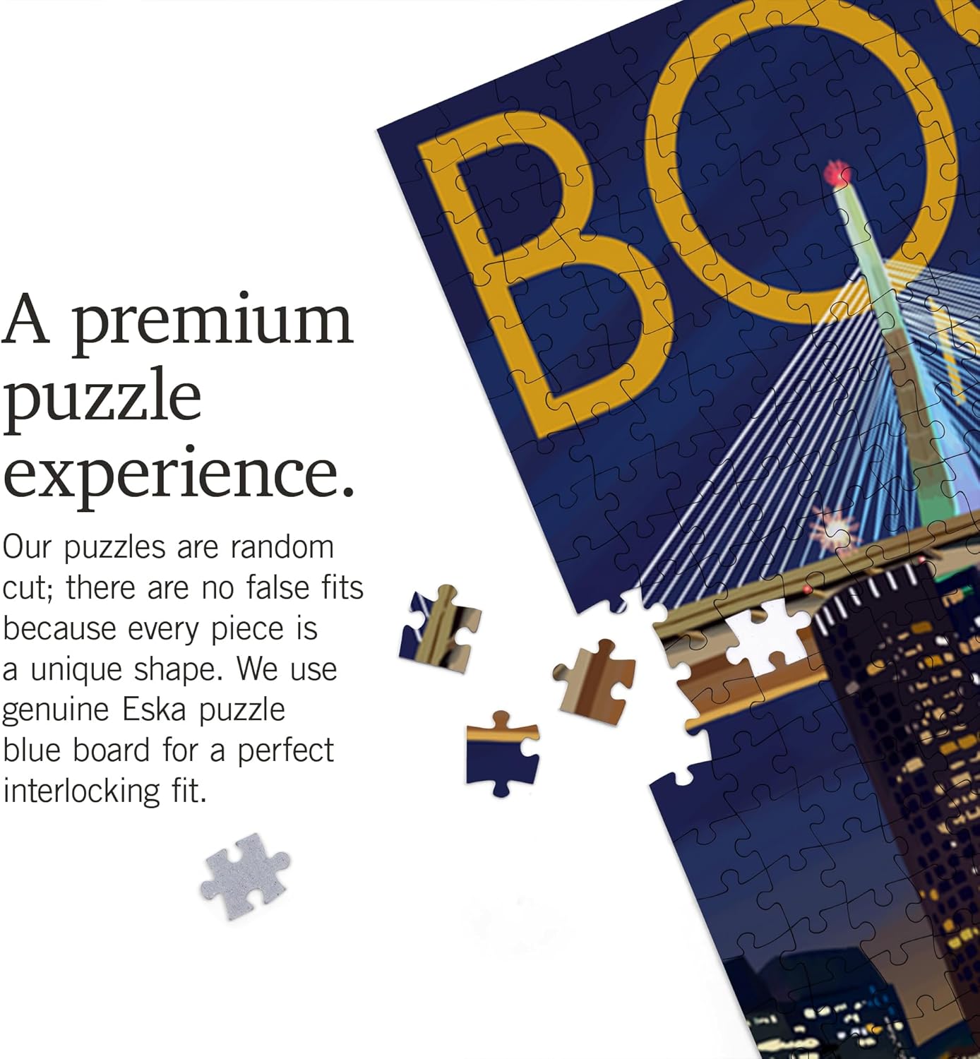 Boston, Massachusetts, Skyline at Night (1000 Piece Puzzle, Challenging Jigsaw Puzzle for Adults, Made in USA)