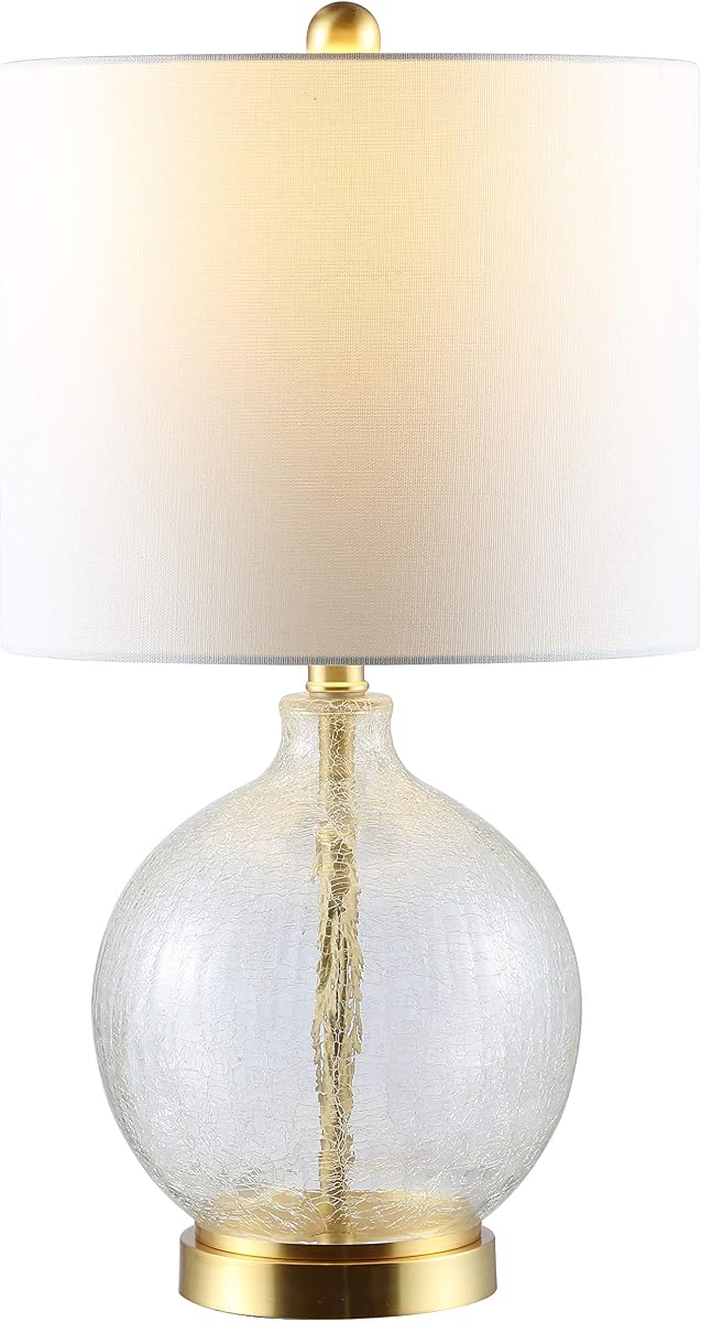 SAFAVIEH Lighting Collection Lovell Clear Glass/ Gold 22-inch Bedroom Living Room Home Office Desk Nightstand Table Lamp (LED Bulb Included)