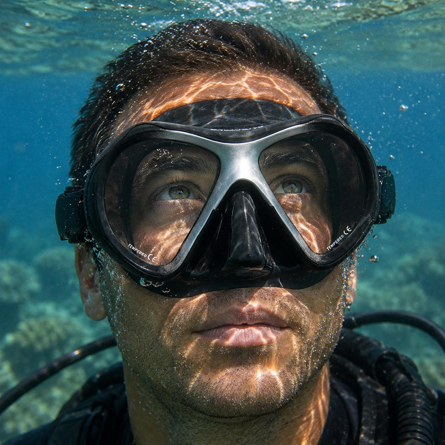 Jadeye Diving Mask - Anti-Fog Tempered Glass, Anti-Leak Silicone Skirt - Scuba Mask, Dive Mask, Snorkel Mask for Adults