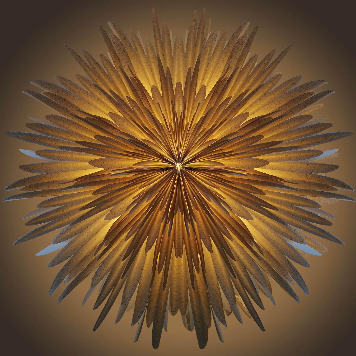 Mea-Living STELLA DALIA weiß, golden dots 60 cm, Papierblume aus Designpapier - Leuchtstern, Papierstern, Weihnachtsstern