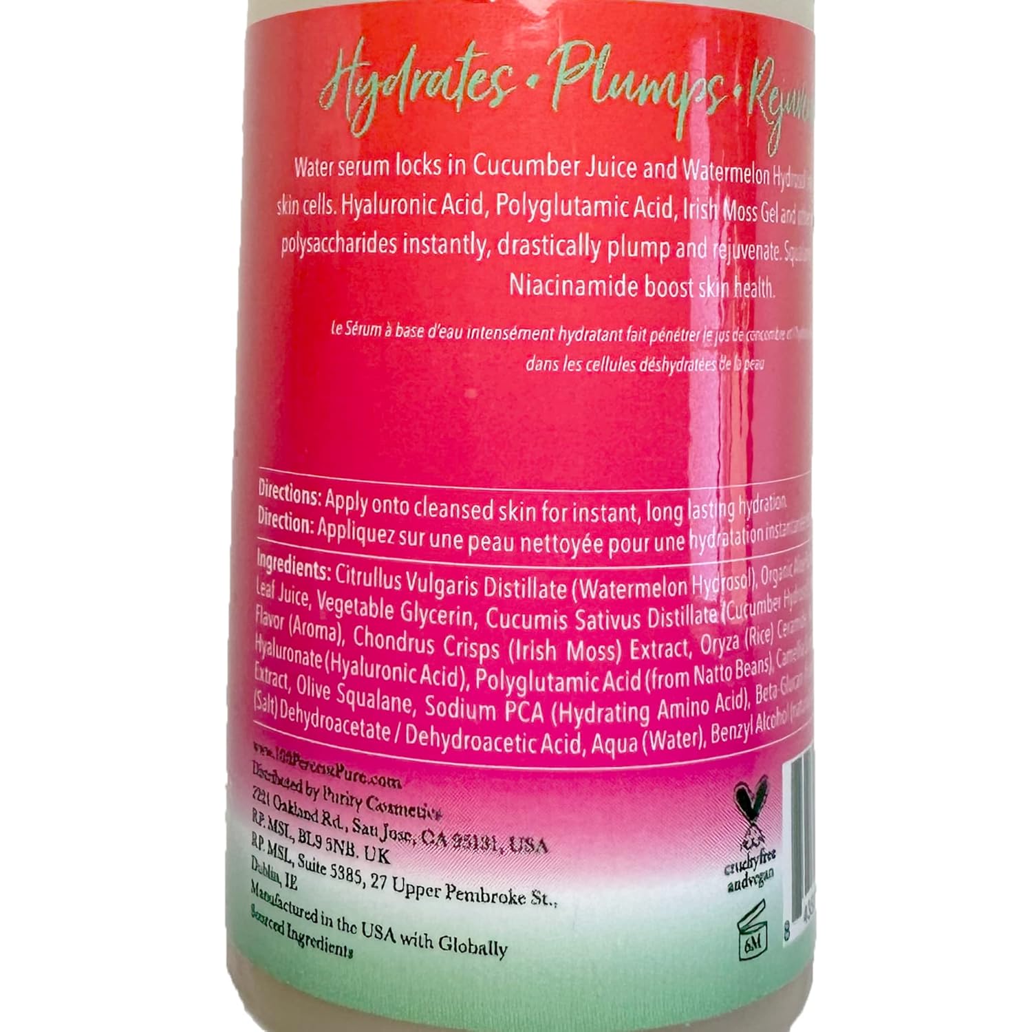 100% PURE Watermelon Cucumber Water Locking Serum for Face Moisturizing Glow Skin Care - Hyaluronic Acid Boost to Replenish Hydrate & Plump Dry Thirsty Skin, Vegan - 1.7 fl oz - Image 2