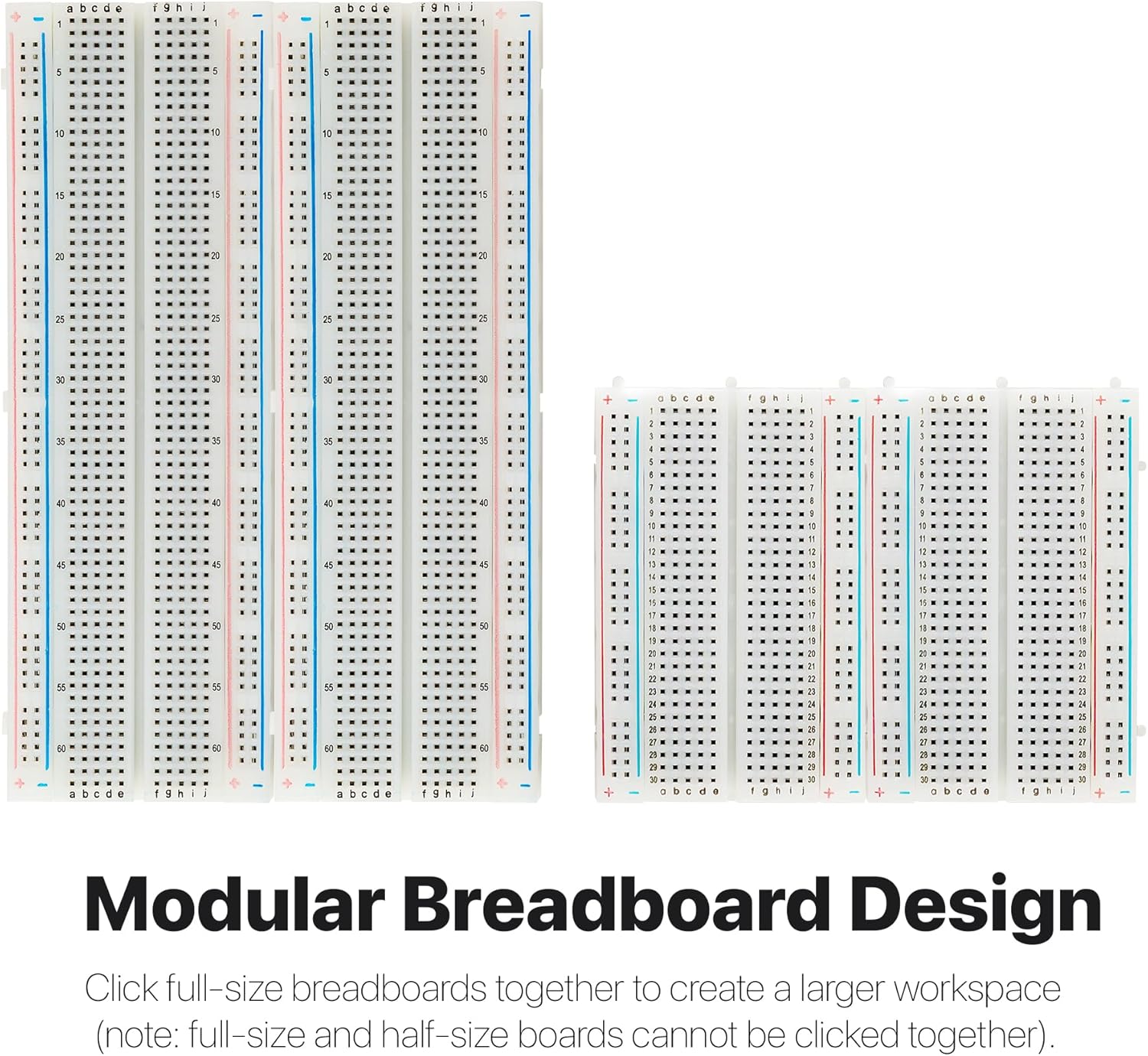 Lonely Binary Solderless Breadboard Power Supply Kit - 2X 830 Tie Points + 2X 400 Tie Points Boards, 4X USB-C Power Modules (3.3V/5V Switchable, 500mA Protection) for ESP32 STEM DIY Prototyping