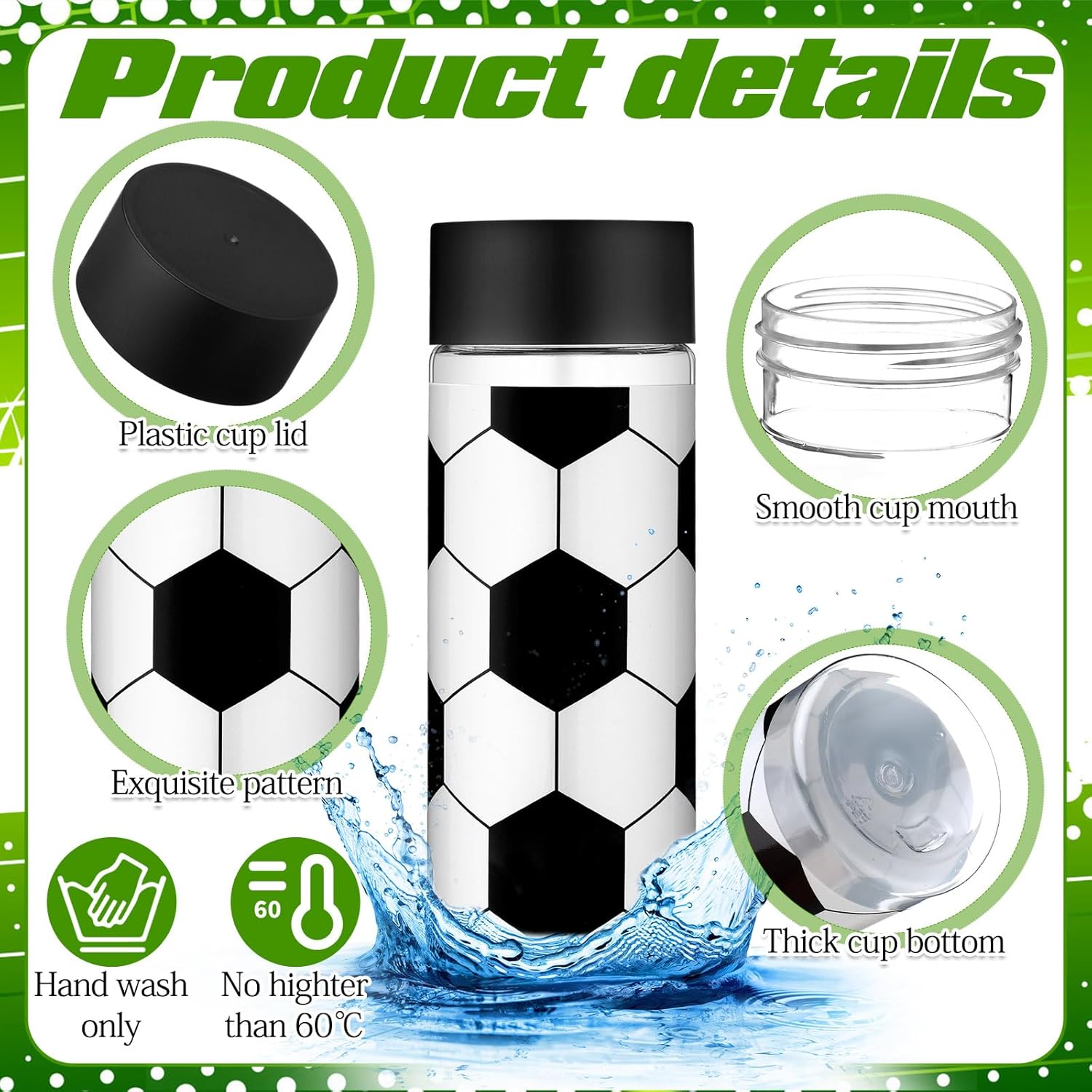 Skylety 24 Pcs Soccer Plastic Bottles with Lids 13.5 oz Soccer Team Gifts Bulk Reusable Juice Sensory Bottles Plastic Drink Container Sports Themed Birthday Party Supplies - Image 2