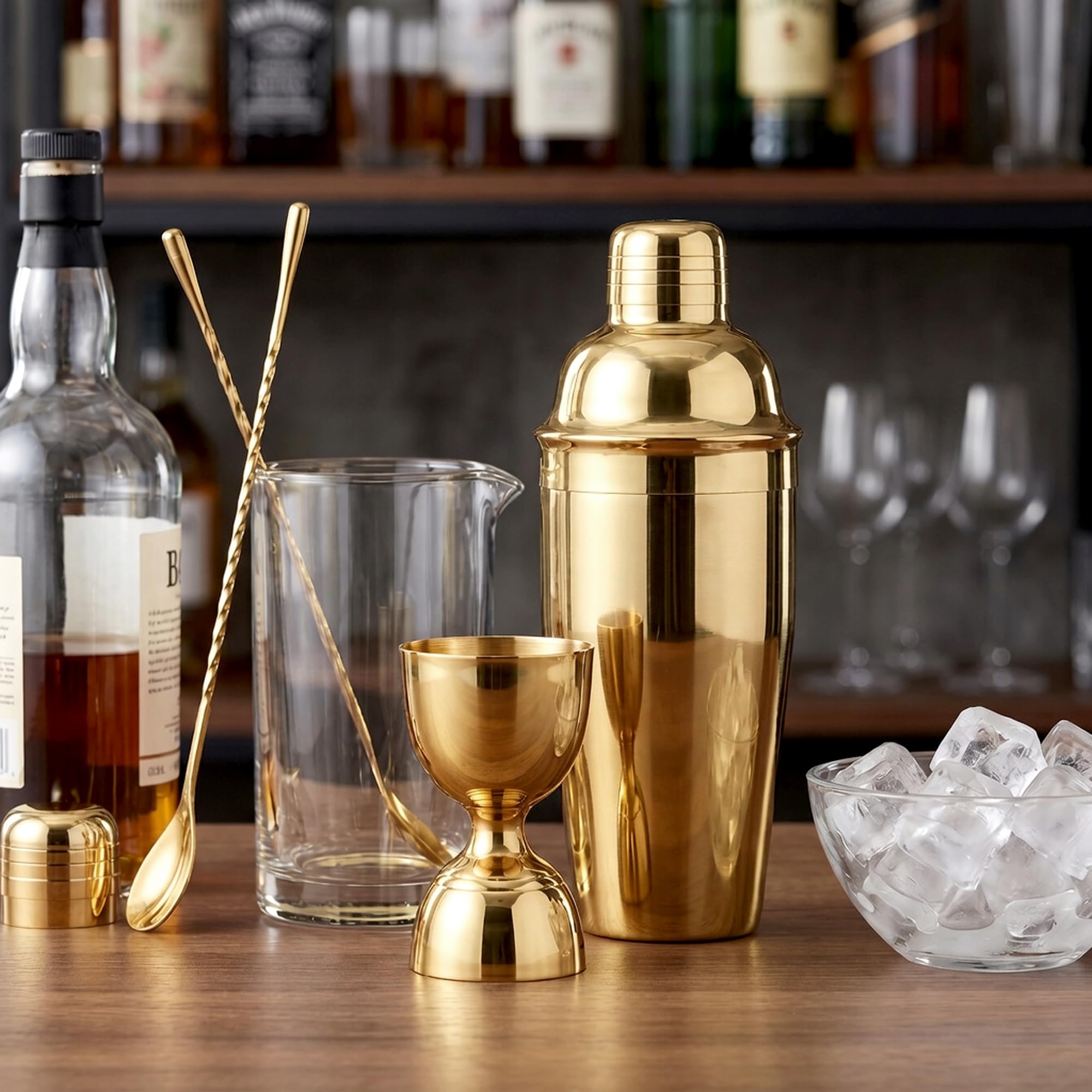 Homestia Gold - Jigger de cóctel doble estilo japonés de acero inoxidable, medidor de 1 y 2 onzas