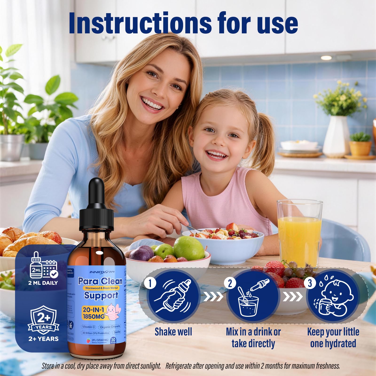 Parasite Cleanse for Humans & Kids - 20-in-1 Herbal Blend with Wormwood, Black Walnut, Zeolite & Chlorella, 20 Billion Probiotics Liquid, Alcohol-Free Digestive & Gut Support, 30 Servings — Amazon image 4