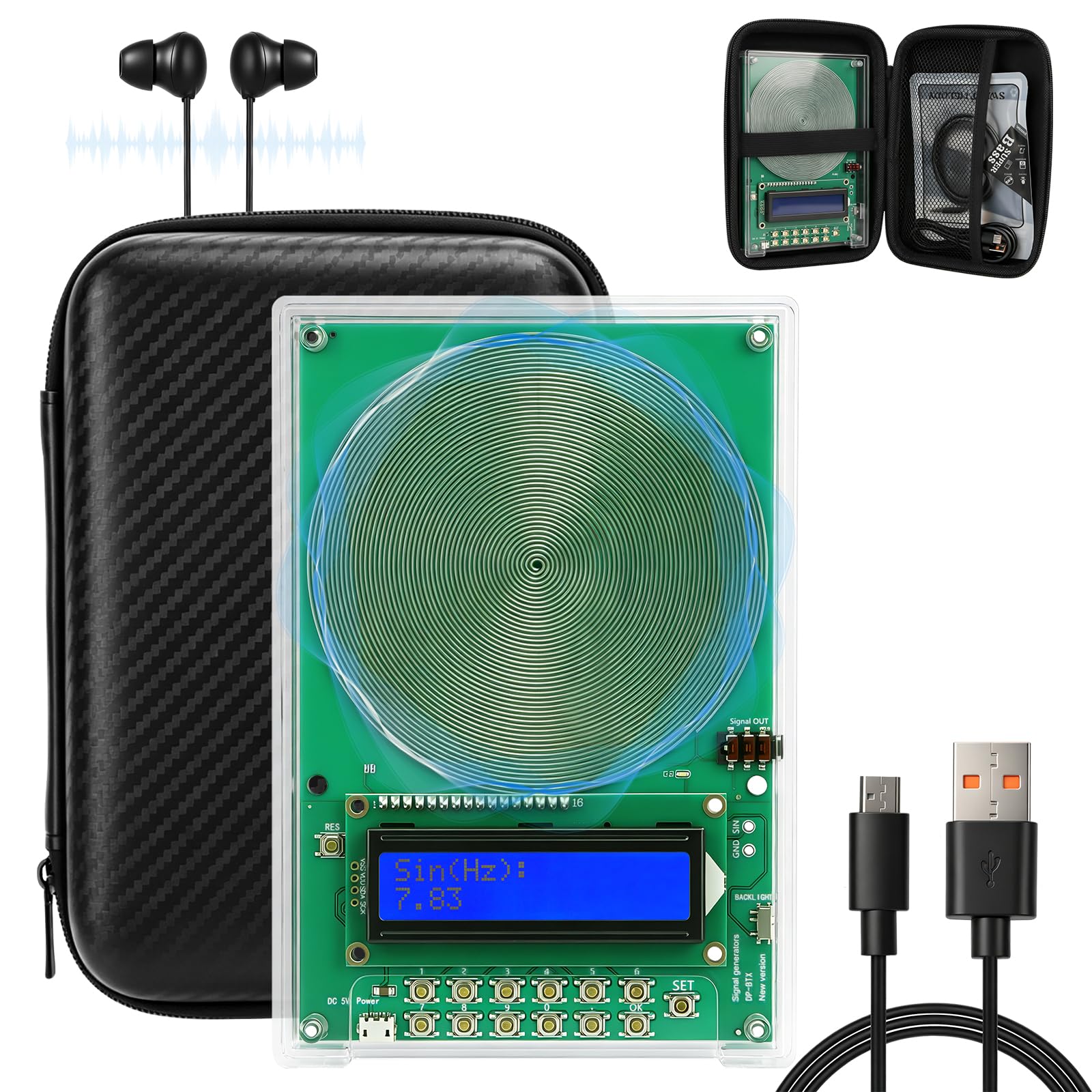 Photo 1 of 0.01Hz-200kHz Frequency Generator for Healing - 7.83Hz Adjustable Schumann Resonance Generator, USB Powered with Acrylic Case and LCD Display for Sleep aid, Meditation, Stress Relief and Yoga