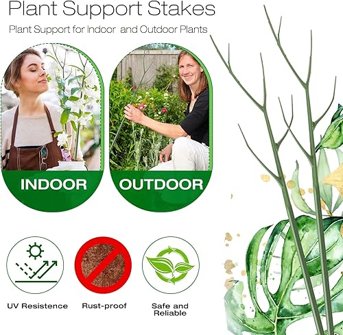 Miniatura 3 de Remerry Estacas de soporte ajustables para plantas de interior, soporte de plantas de 40 pulgadas para plantas de interior, enrejado para plantas en