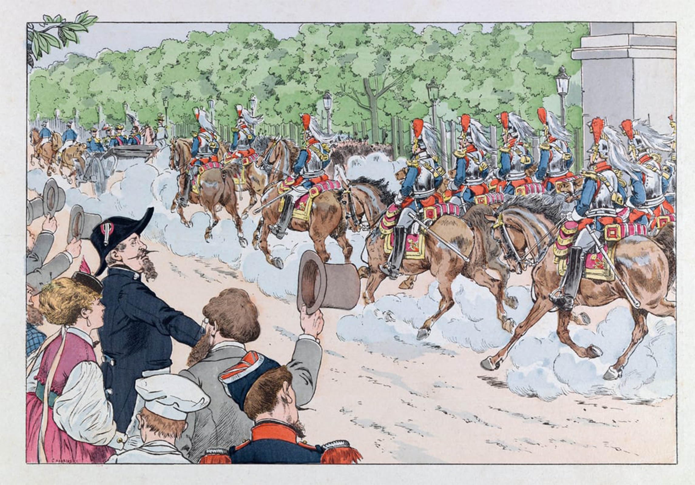 POSTERIIk Vintage Print Pop Art Landscape Artwork Escort of Emperor Napoleon on the Champs Elysees Art Prints for Office Home Decor 60x90cm