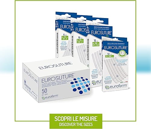 Miniatura 9 de EUROSUTURE - Cierre de piel 14 x 1 12 pulgadas, tiras de sutura estériles, adherencia dinámica y seguridad superior para heridas, 50 bolsas de 6