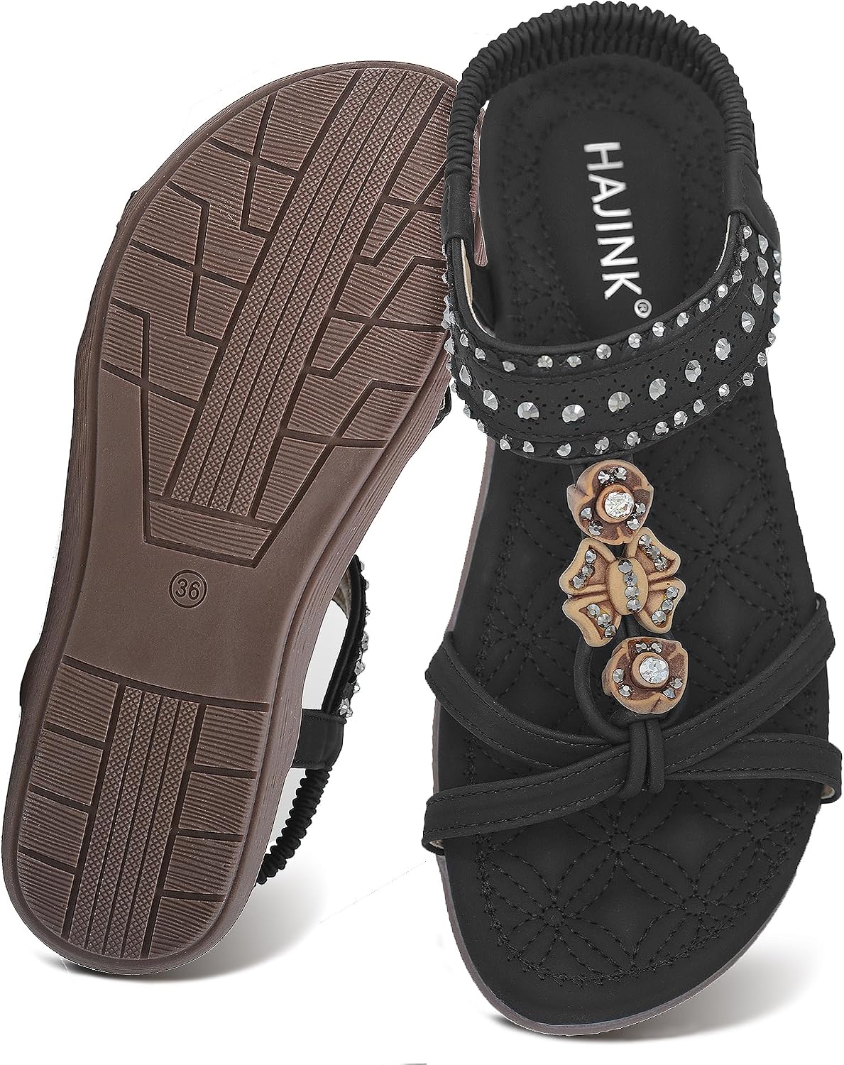 Women Sandals Comfortable Bohemian Flats Walking Strap Elastic Slip On Casual Beach Sandal Shoes for Summer