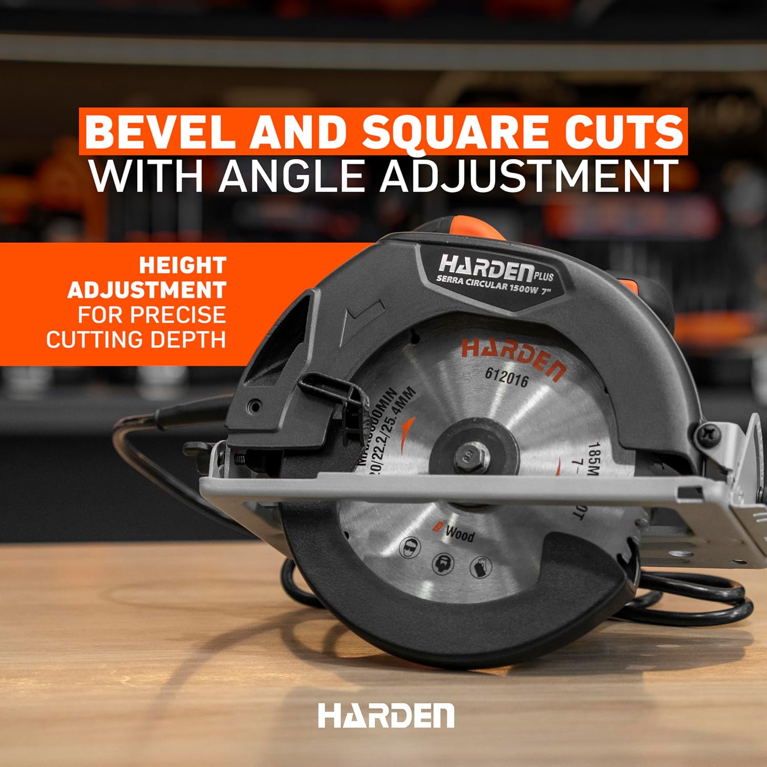 Circular Saw 7-1/4" 1250W – Professional Heavy Duty Power Tool, Adjustable Cutting Depth, 6000RPM, 185mm Blade – Durable Saw with Ruler & Wrench