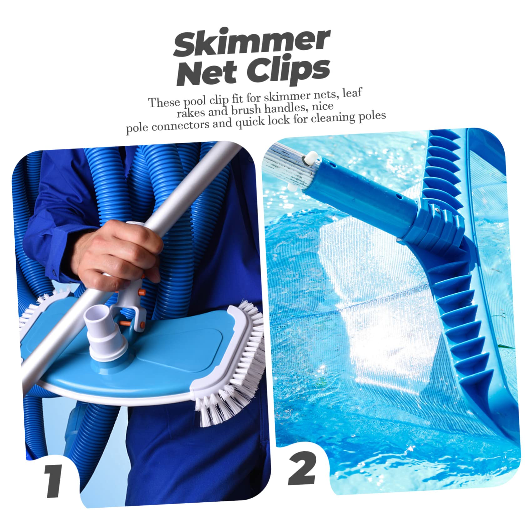 Clip Per Manico Spazzola Piscina A V - Ricambio In ABS Per Testa Aspirazione E Asta Telescopica, Accessorio Piscina, 2 Pezzi, Blu