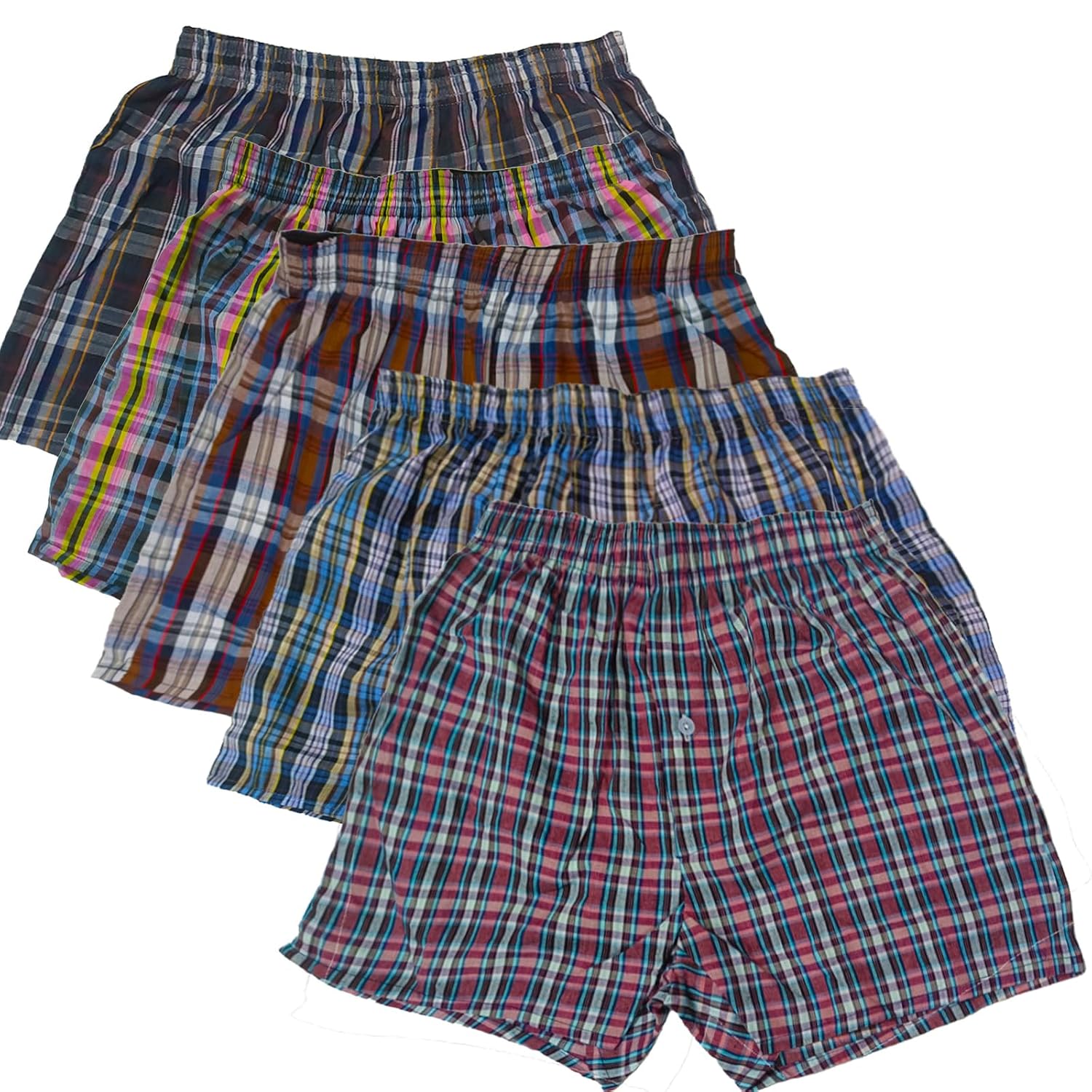Mens Underwear Boxers 2-Pack Cotton Woven Underwear Shorts Assorted Colors Boxers for Men Random 2 PCS SET