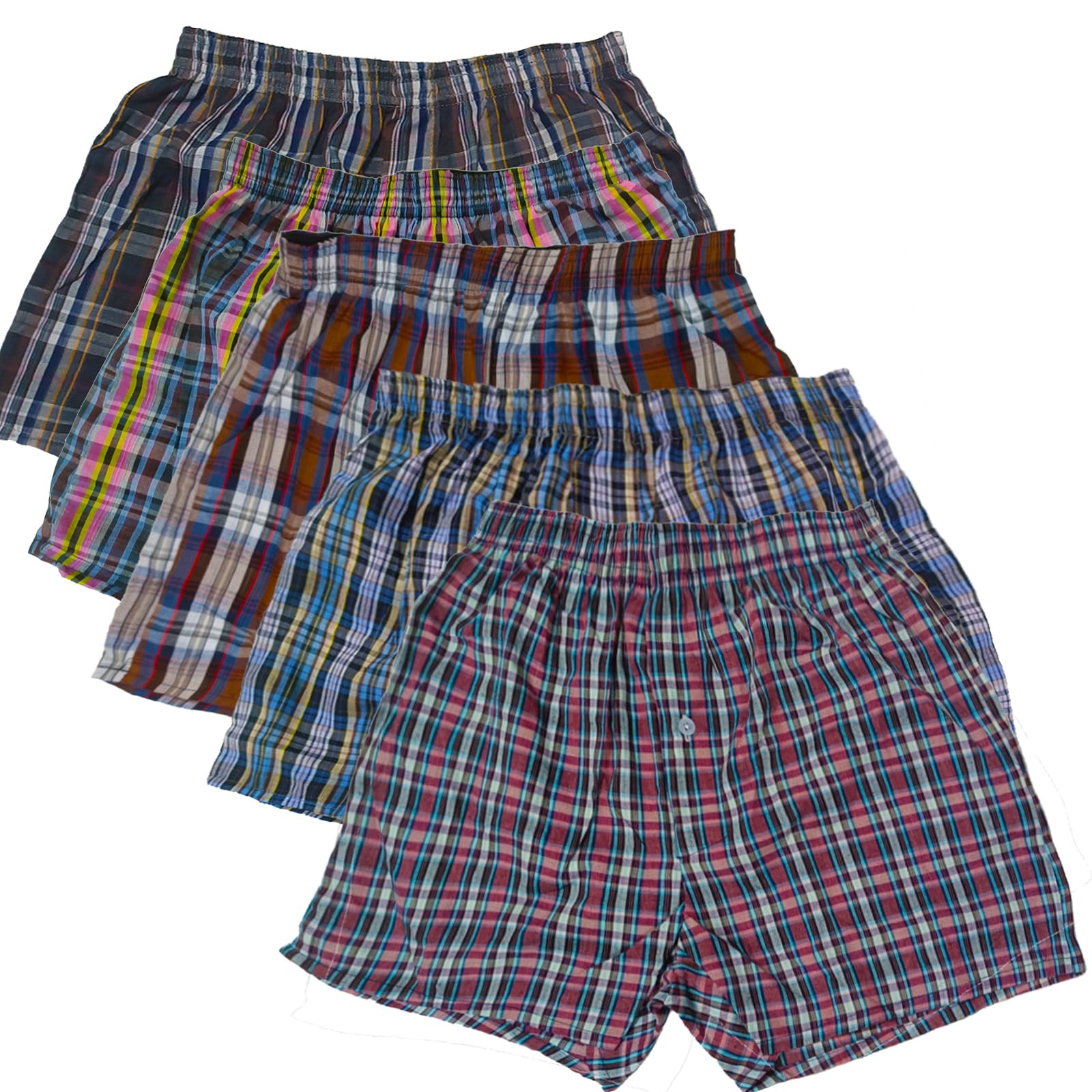 Mens Underwear Boxers 2-Pack Cotton Woven Underwear Shorts Assorted Colors Boxers for Men Random 2 PCS SET
