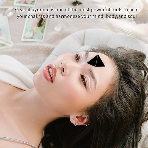 Miniatura 7 de Runyangshi Generador de energía de pirámide de cristal de obsidiana negra natural  Pirámide de cristal curativo de 1.2 x 1.2 pulgadas (1.2 x 1.2 in)