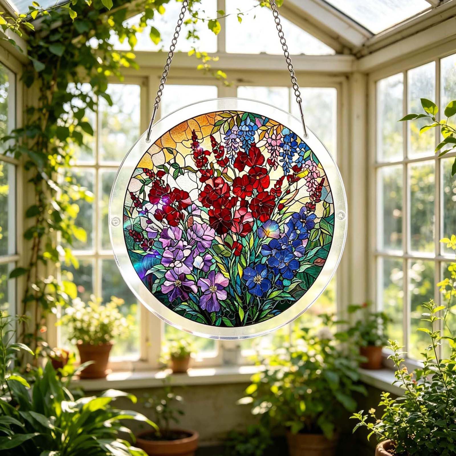 Acrylic Suncatcher Puzzle for Adult Window Hanging, 7.4inch Suncatcher Puzzle Wall Hanging, DIY Sun Catcher Stained Glass Acrylic Puzzles Decoration for Women Men (#B)