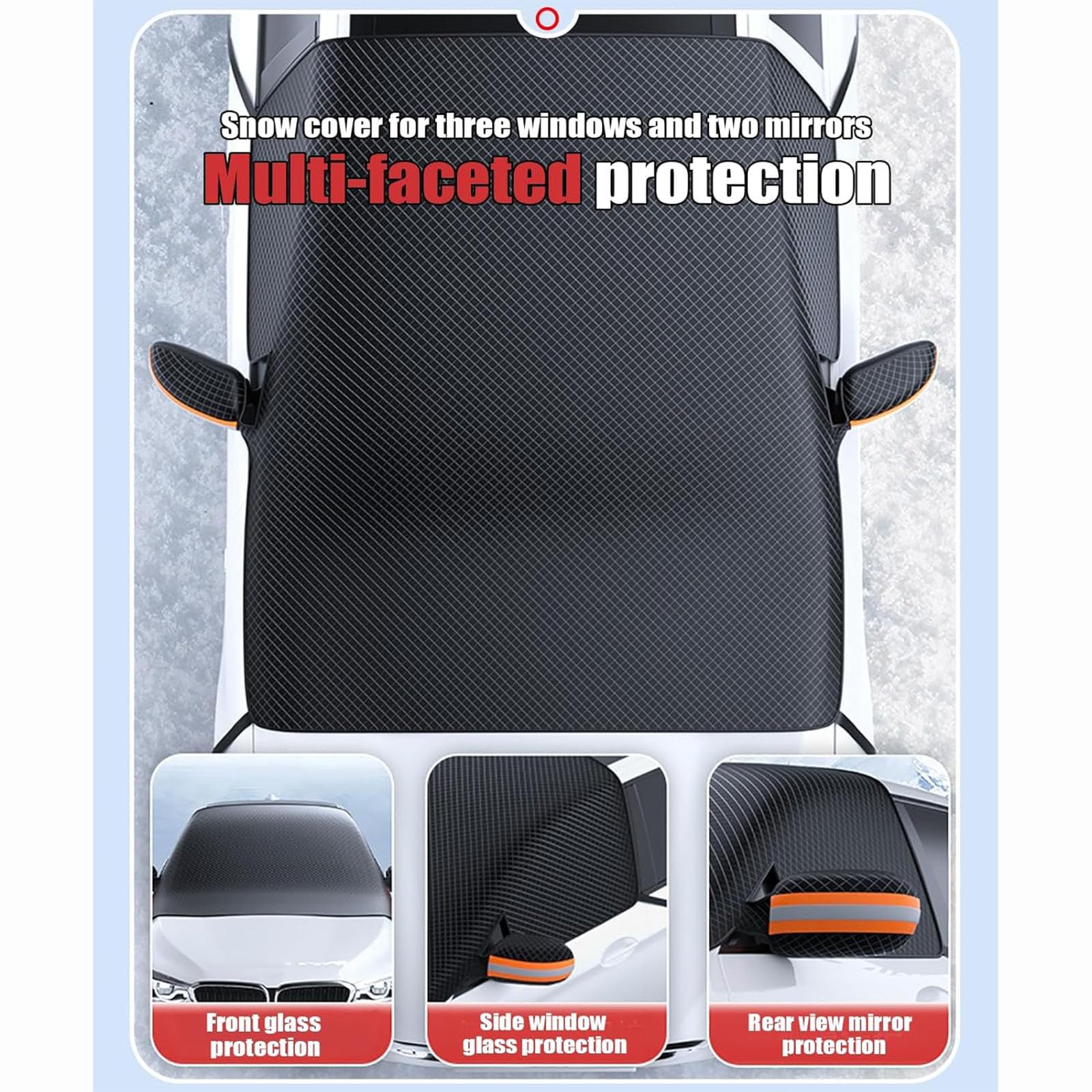 Cubierta Nieve Parabrisa Coche para MG3 2017-2023, Protección Solar Impermeable Funda Plegable Parabrisa Delantero para Todas Las Estaciones, B/Black-Orange