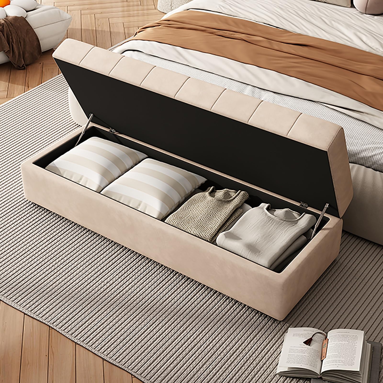 LUUYYI Banco de almacenamiento moderno de madera maciza para entrada, diseño de gama alta, elegante sofá pequeño, solución para el hogar (gris oscuro, 110 cm)