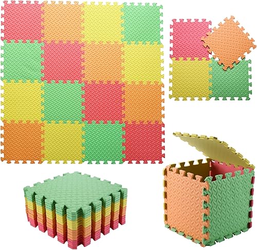 Miniatura 129 de Tapete de juego de espuma para bebé, tapete entrelazado de 0.4 pulgadas de grosor con colores sólidos, tapete de juego suave y no tóxico, tapete