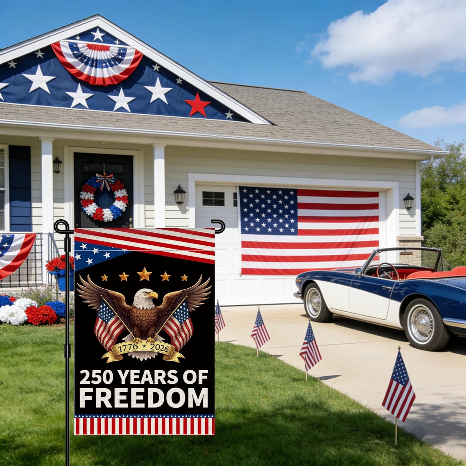 250th Anniversary America Garden Flag, 250 Anniversary USA Flag Patriotic Banner 250 Years of Freedom Yard Sign Eagle Design 4th of July Double-Sided Waterproof 1776-2026 Commemorative Flag 12x18 Inch - Image 4