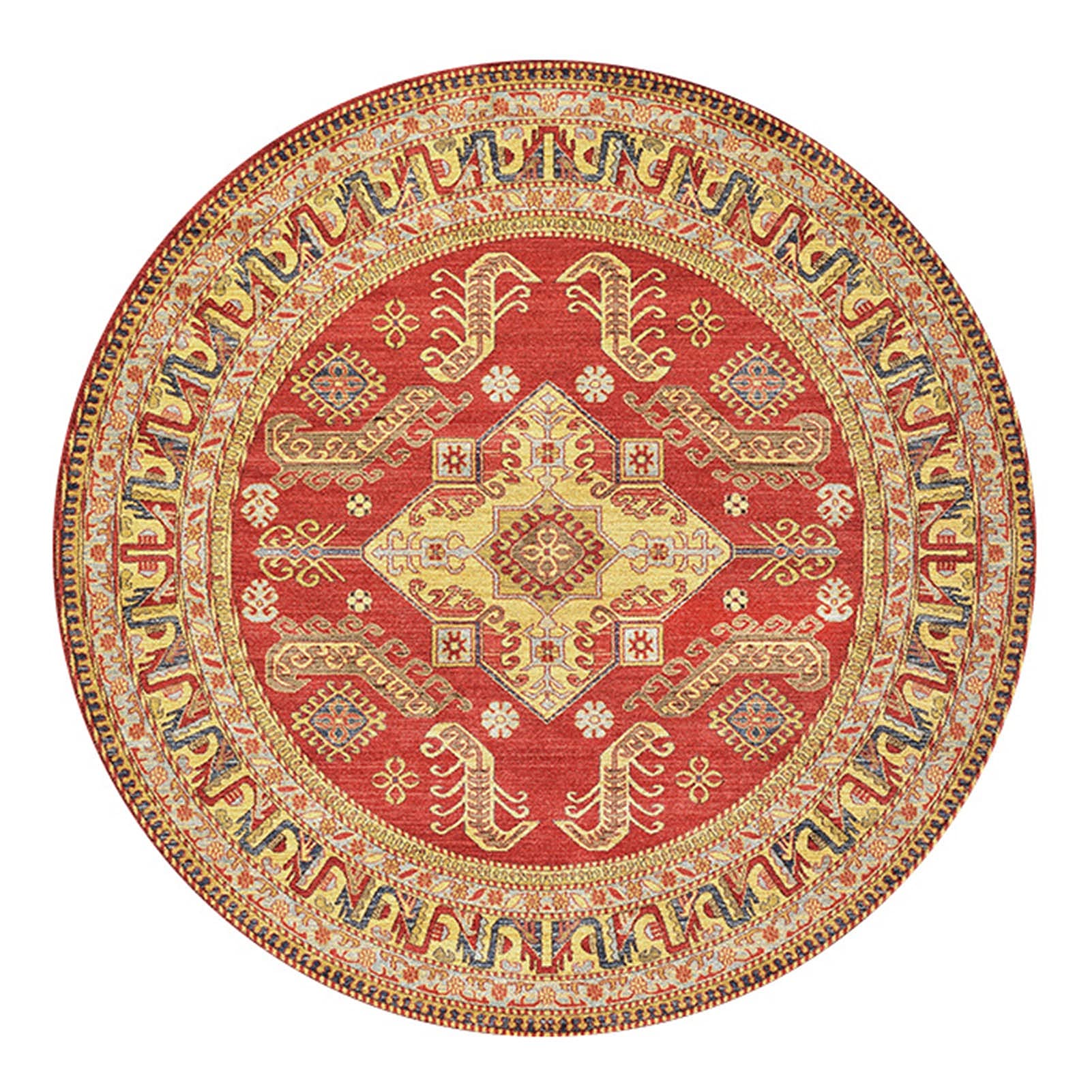 Red Gold Area Dywaniki do salonu Sypialnia Płaszcz Room klasyczny Okrągły Dywan 80cm 100 CM 120 cm 140 cm 160 cm 200 cm Home Decor antypoślizgowe Maty podłogowe (Size : Średnica 140cm)
