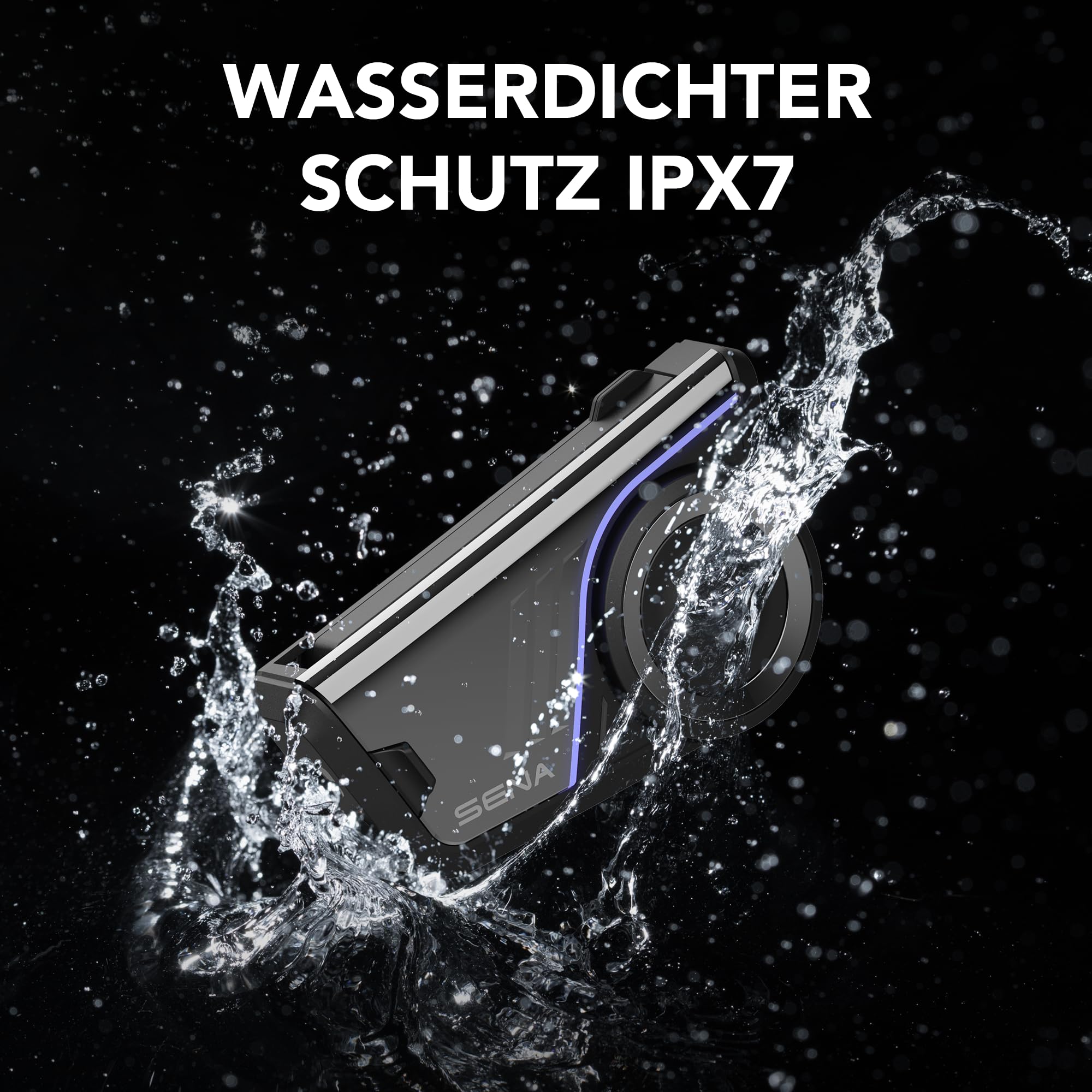 Sena 60S Motorrad-Kommunikationssystem Mesh 3.0, Wave, Bluetooth Intercom, IPX7 wasserdicht, 24 Std. Akku, 2 km Reichweite, Sound von Harman Kardon 2. Generation Helm-Kommunikationssystem