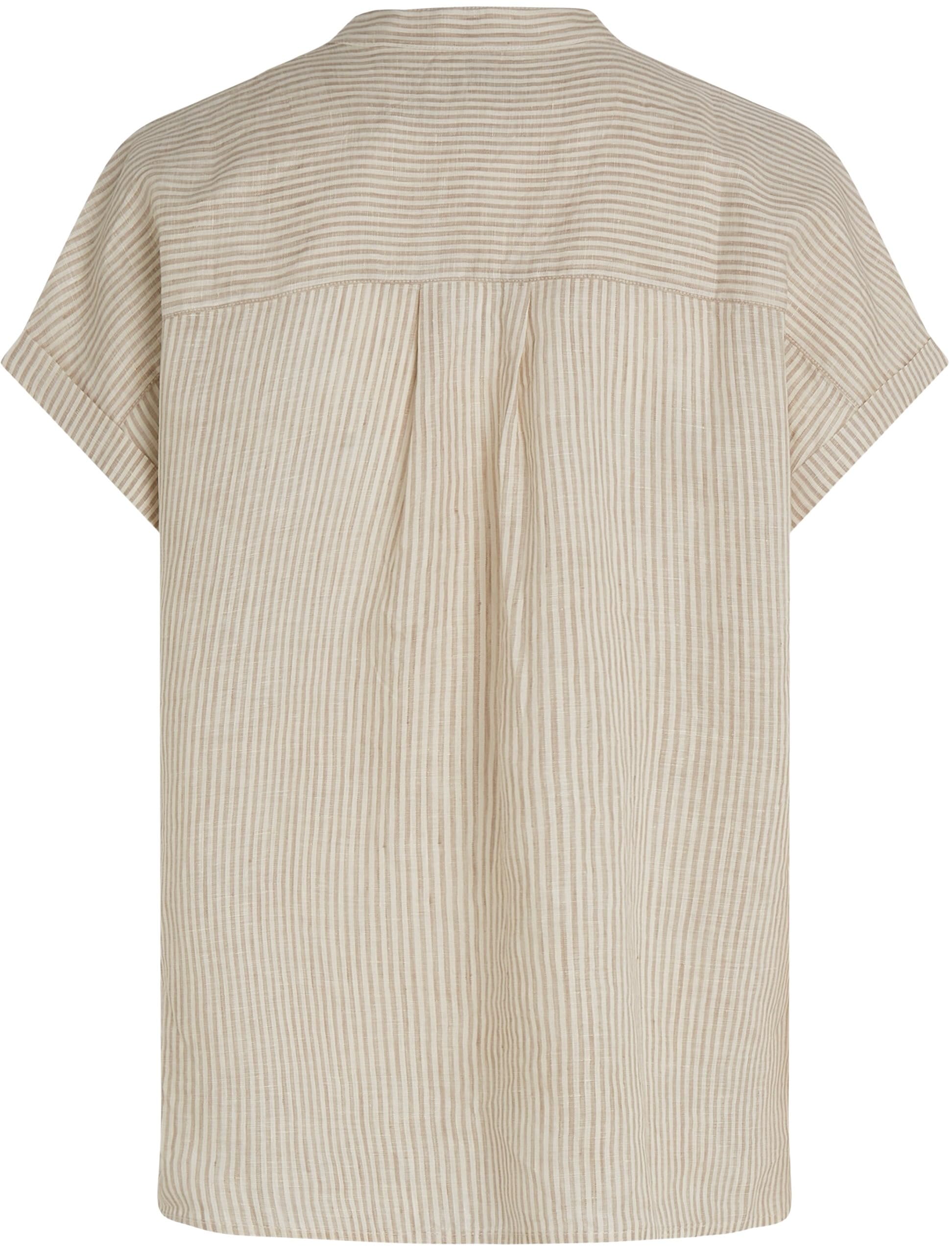 Tommy Hilfiger ESS lniana bluzka bez kołnierza S/S WW0WW44715 Kobiety Ess Linen Collarless S/S Blouse Ww0ww44715